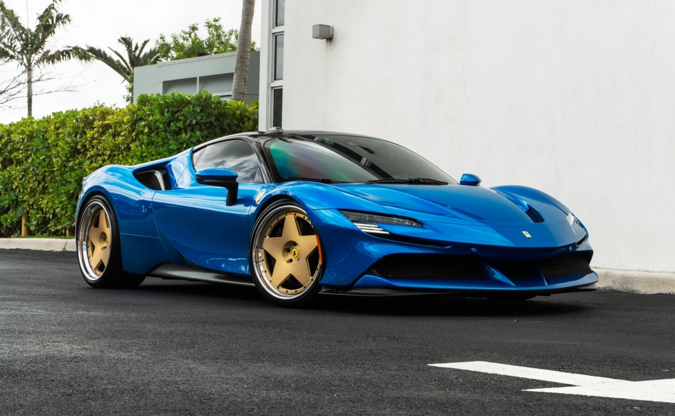 Ferrari SF90 | Blu Corsa | on 1886 S008 | Brushed Gold