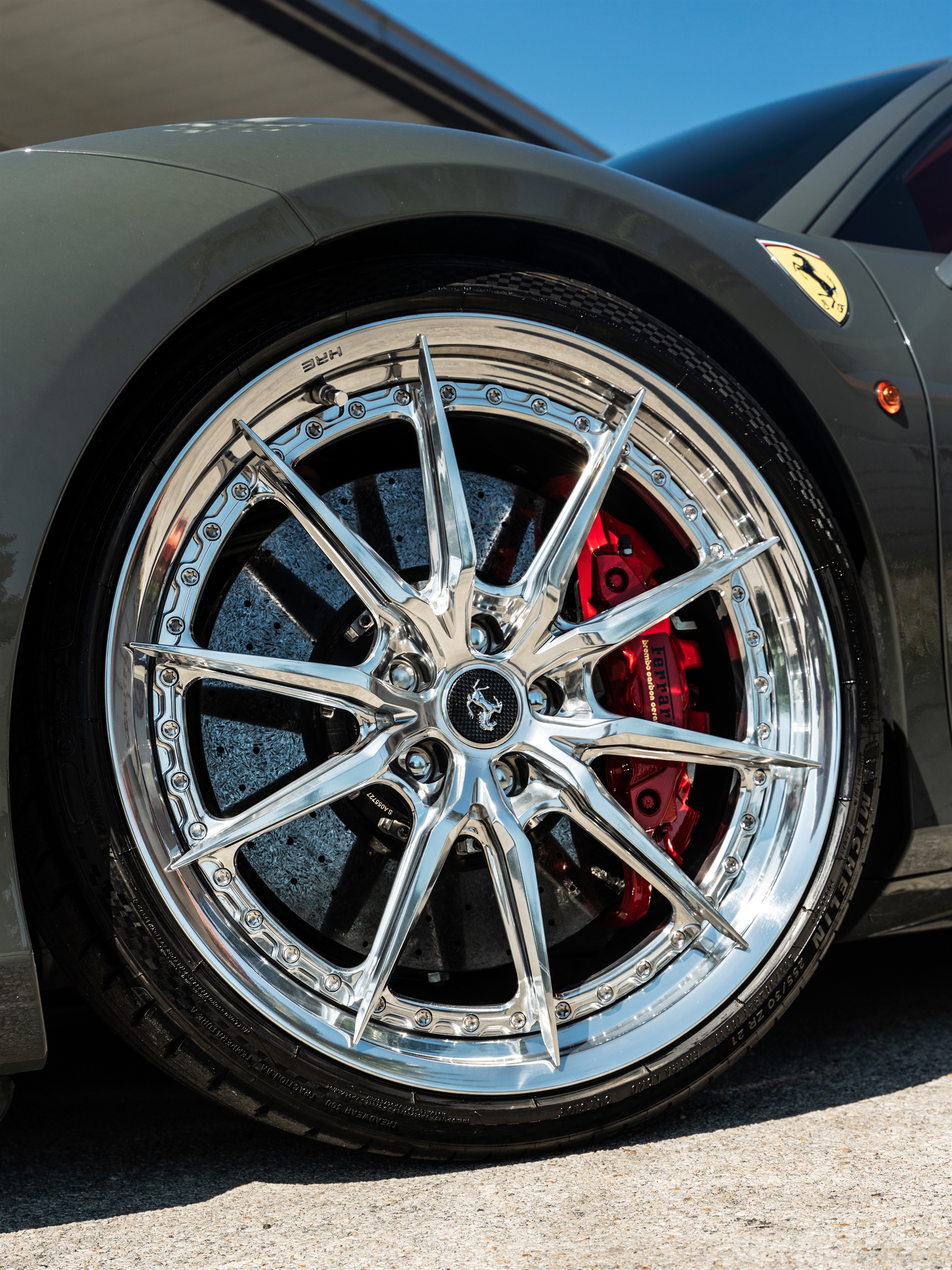 Ferrari 488 | Grigio Medio | on HRE S104SC | Polished Clear