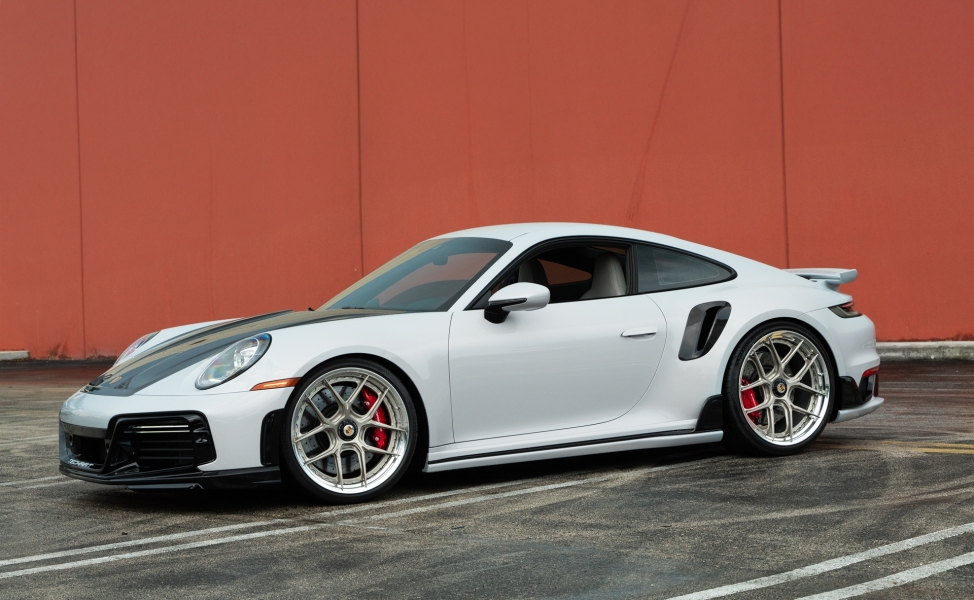 Porsche 992 Turbo S | Ice Gray Metallic| on HRE S101SC | Satin White Gold