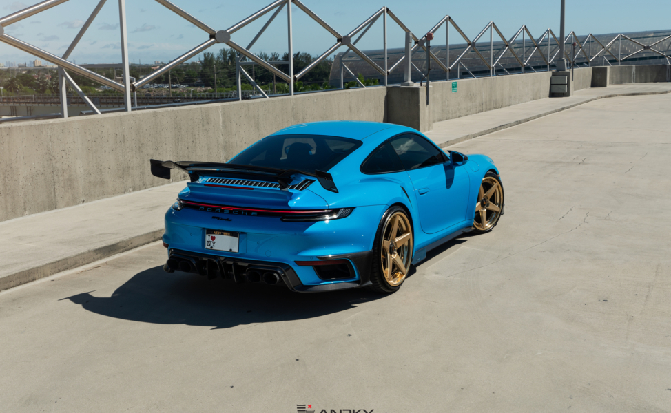 Mansory Porsche 992 | Rivera Blue | on ANRKY RS5.3 | Satin Mirror Polished Gold