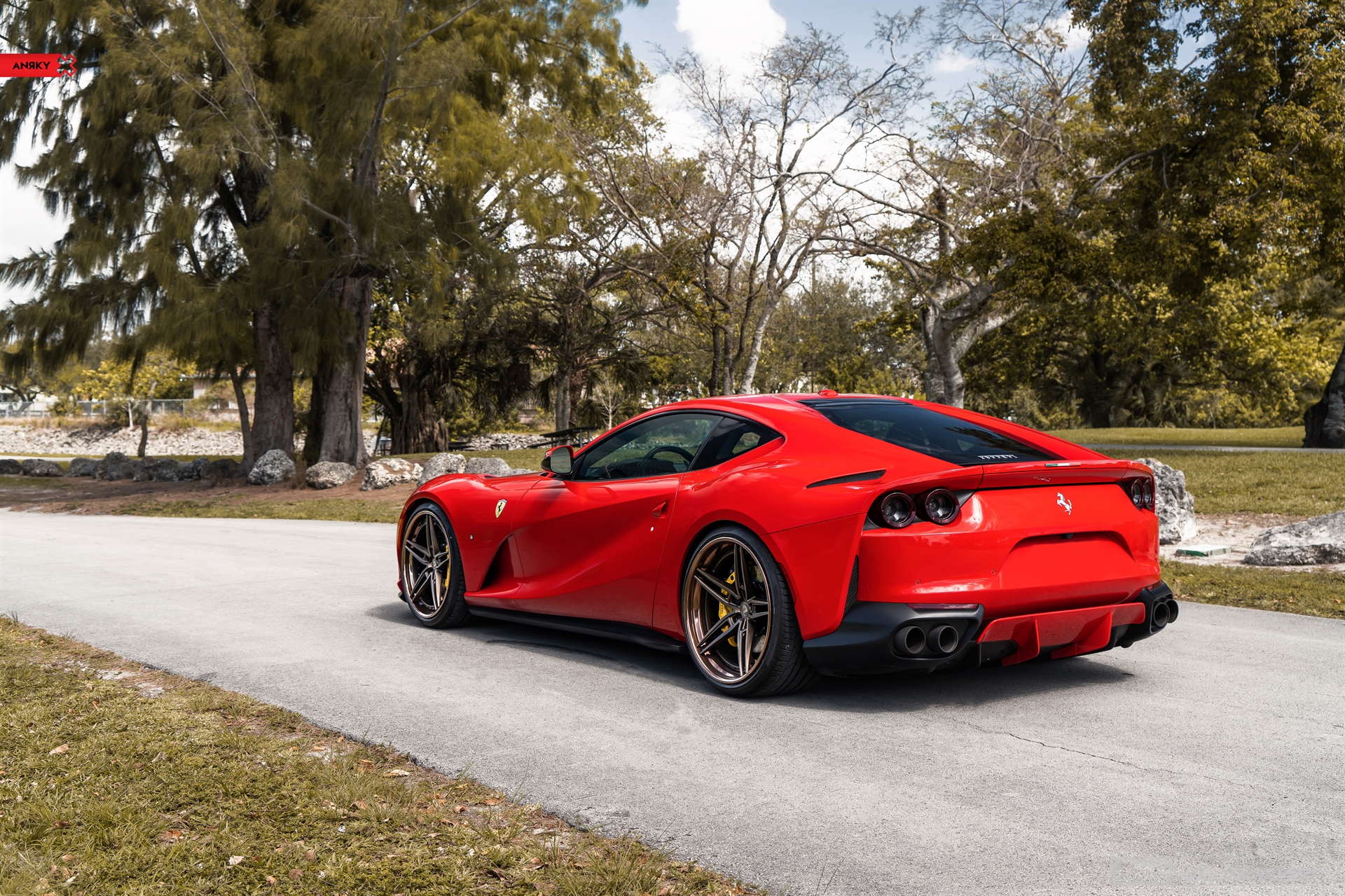Ferrari 812 | Rosso Corsa | on ANRKY AN37 | Two-Tone: Frozen Brushed Bronze Face + Frozen Polished Bronze Windows