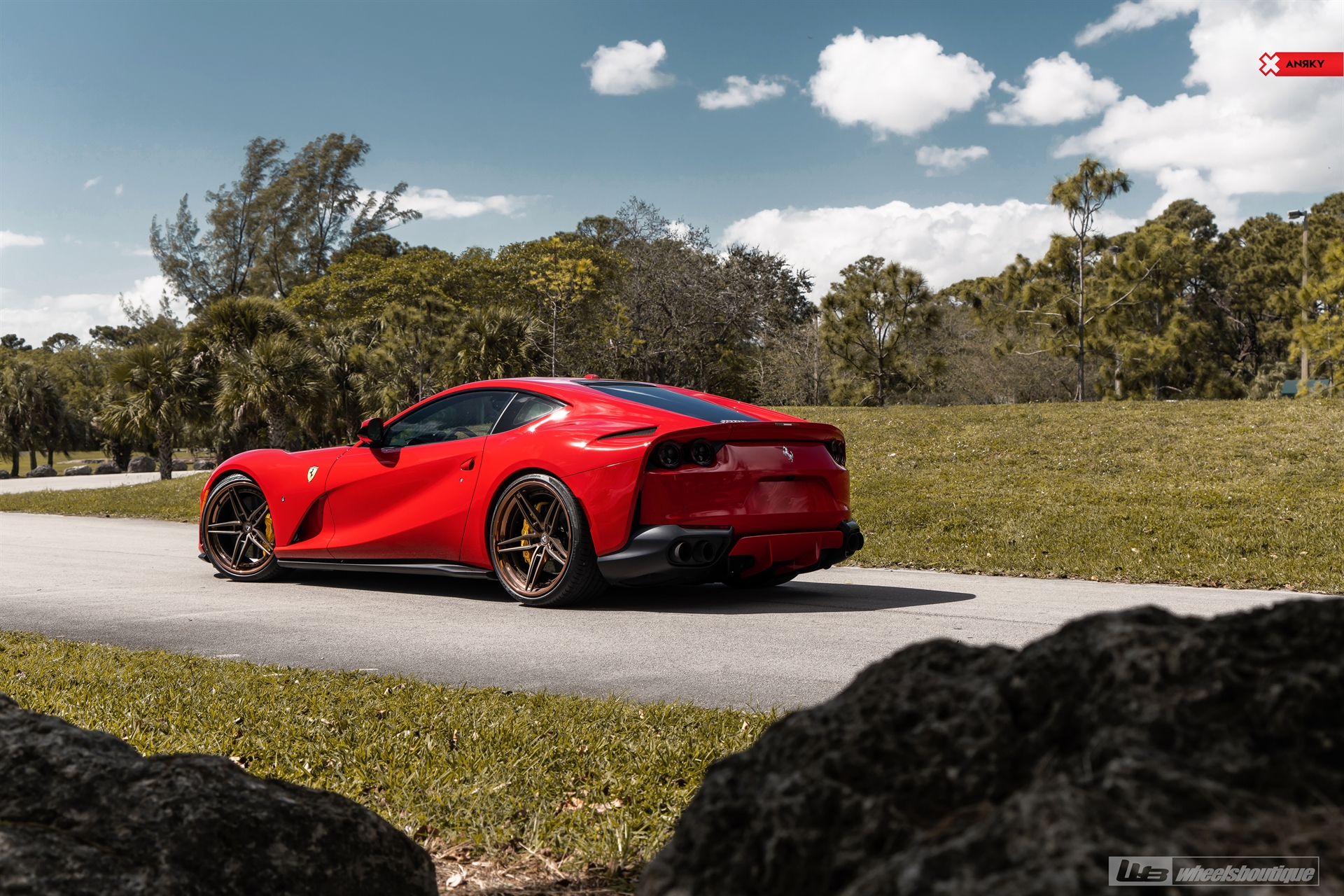 Ferrari 812 | Rosso Corsa | on ANRKY AN37 | Two-Tone: Frozen Brushed Bronze Face + Frozen Polished Bronze Windows