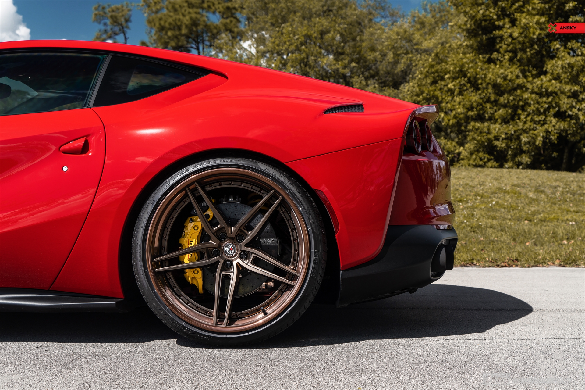 Ferrari 812 | Rosso Corsa | on ANRKY AN37 | Two-Tone: Frozen Brushed Bronze Face + Frozen Polished Bronze Windows