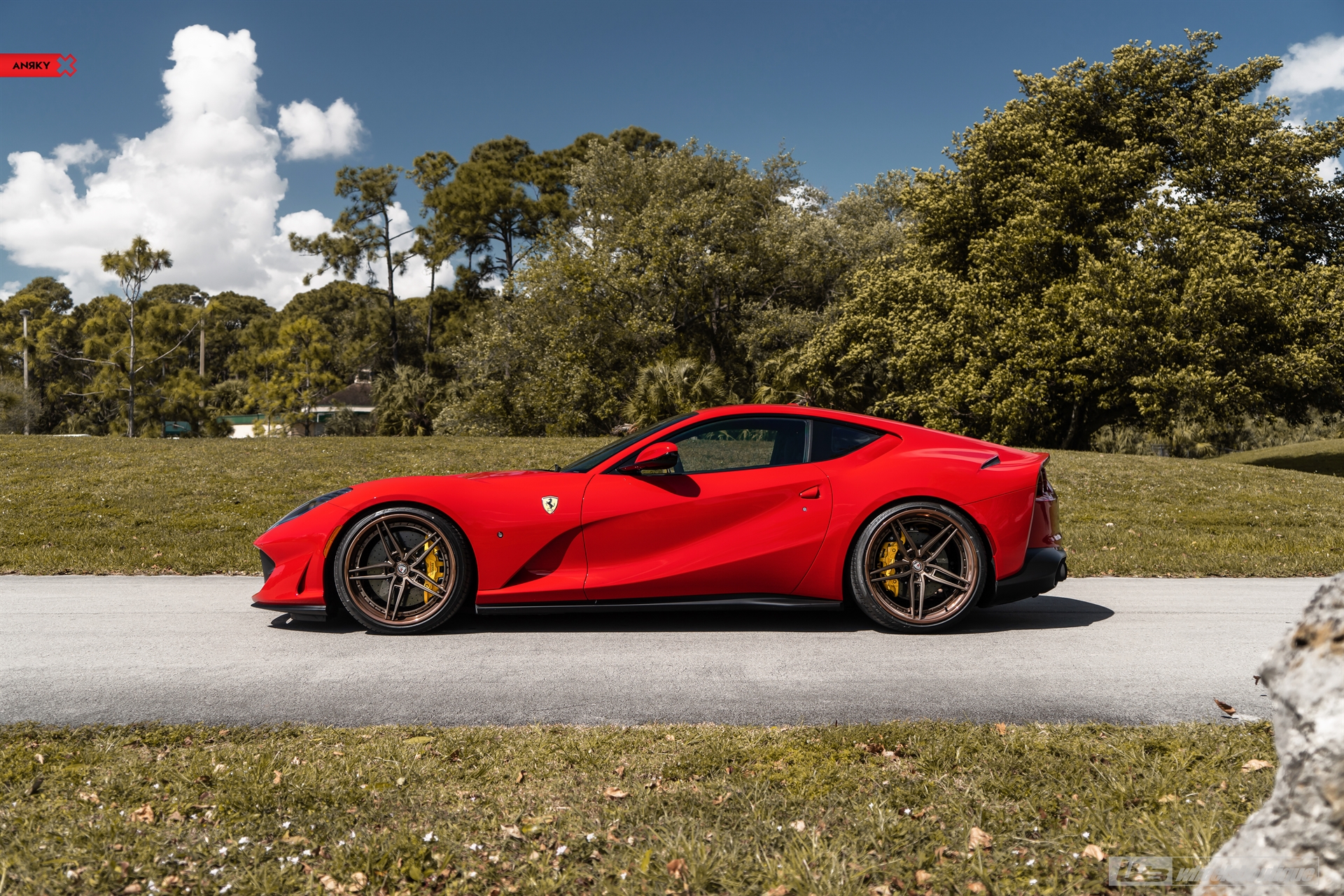 Ferrari 812 | Rosso Corsa | on ANRKY AN37 | Two-Tone: Frozen Brushed Bronze Face + Frozen Polished Bronze Windows