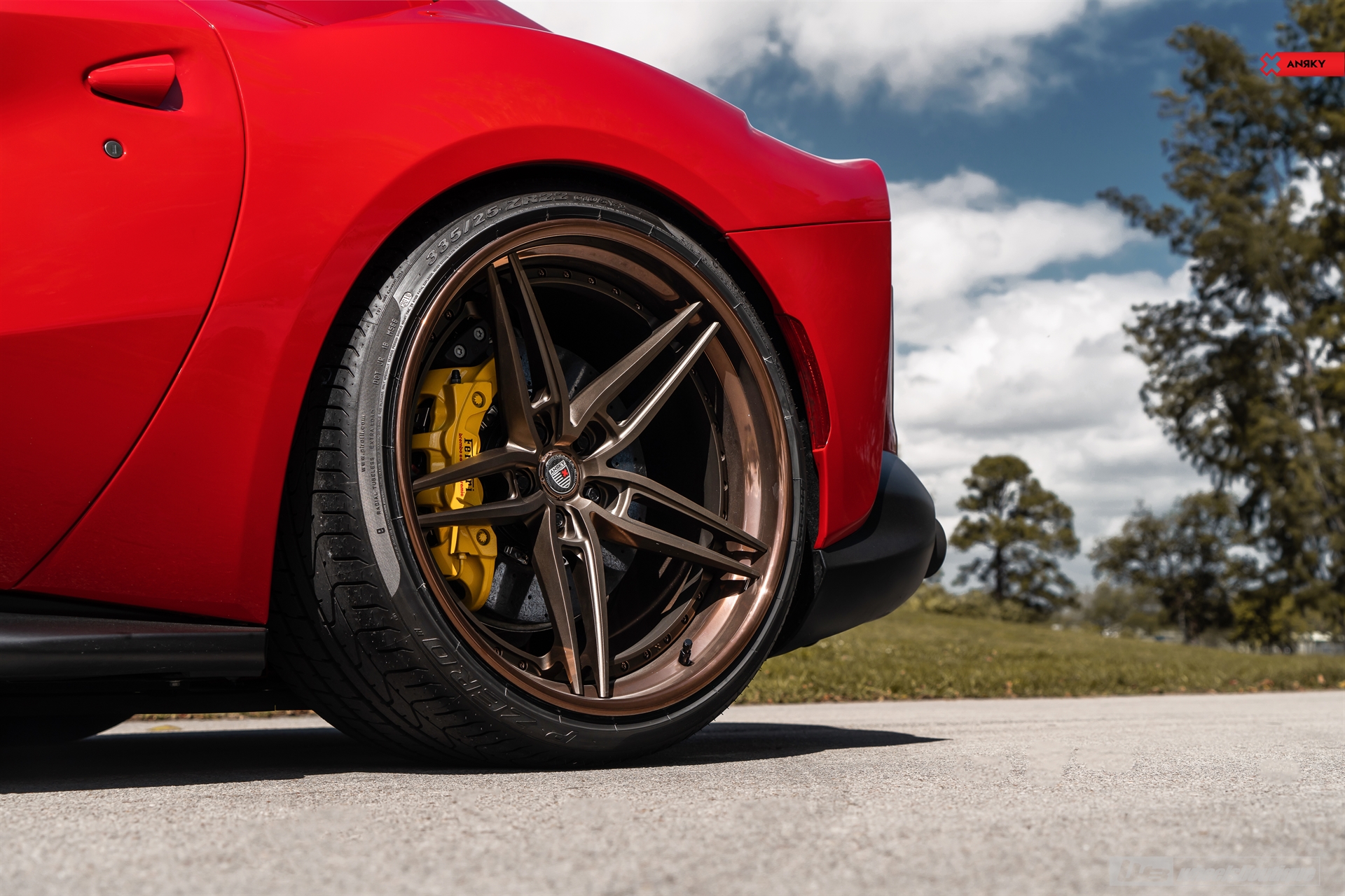 Ferrari 812 | Rosso Corsa | on ANRKY AN37 | Two-Tone: Frozen Brushed Bronze Face + Frozen Polished Bronze Windows