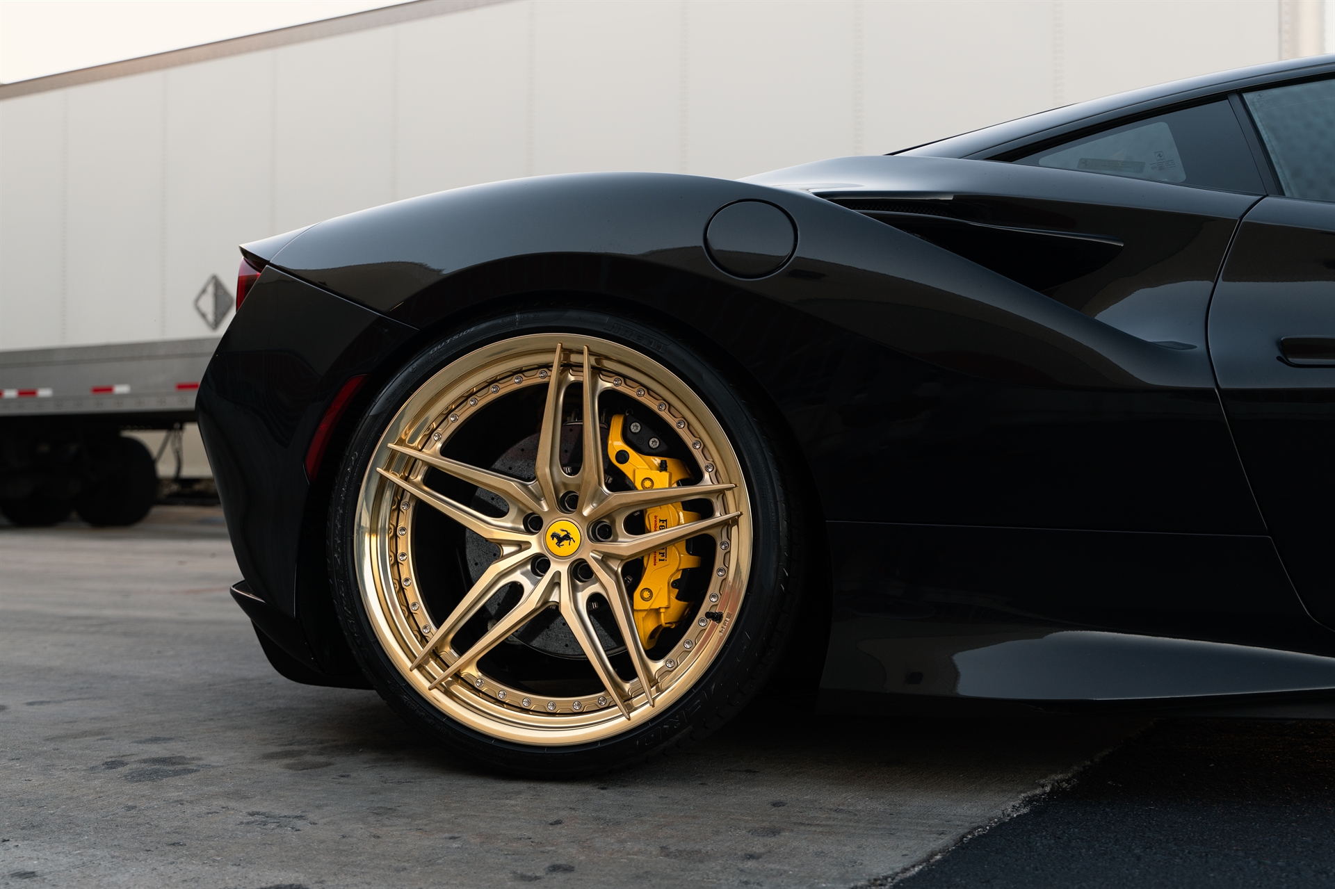 Ferrari F8 | Nero | on HRE P107SC | Frozen Polished Gold