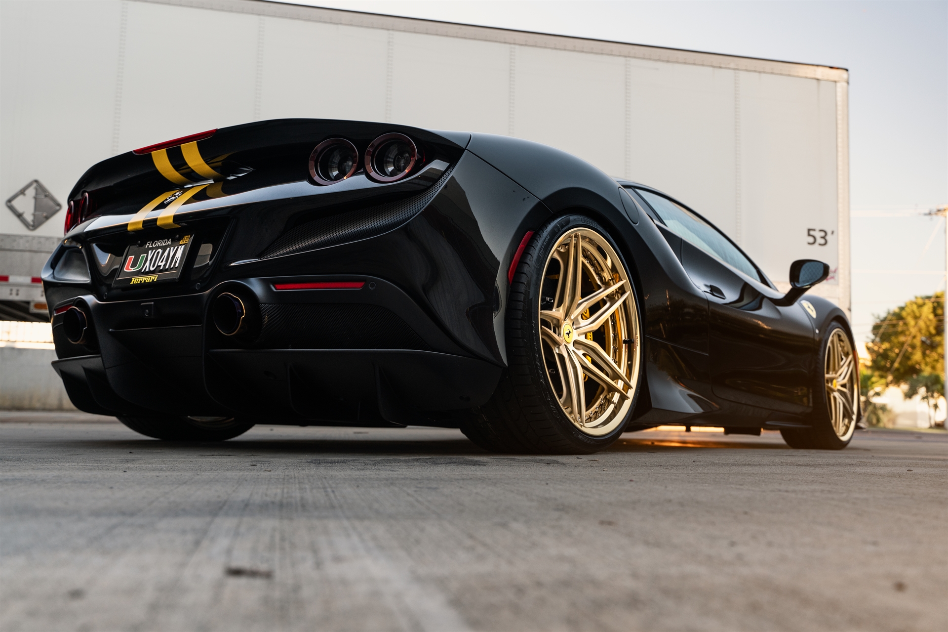 Ferrari F8 | Nero | on HRE P107SC | Frozen Polished Gold