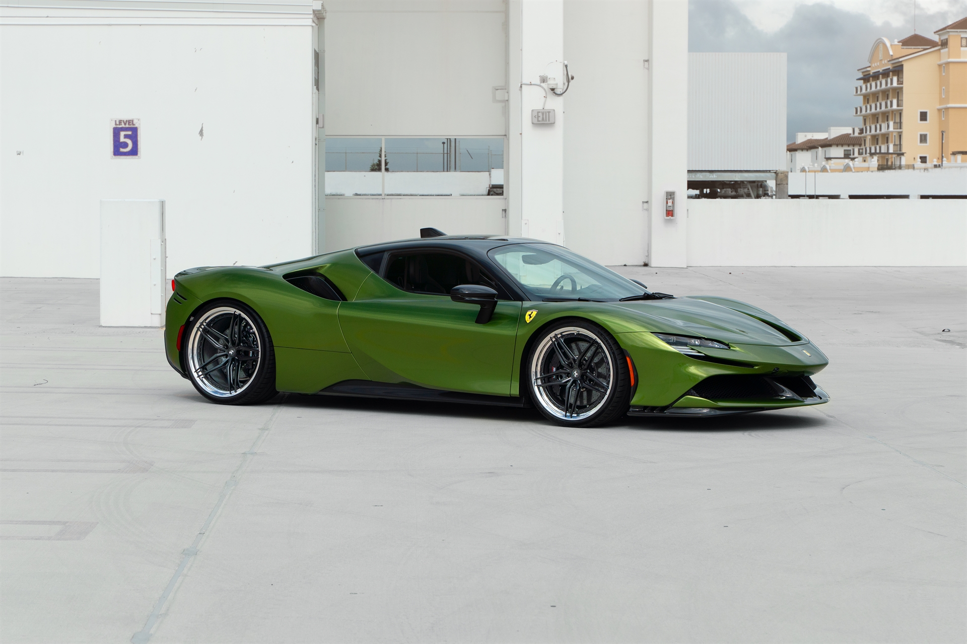 Ferrari SF90 | Python Green | on HRE S107SC | Satin Black
