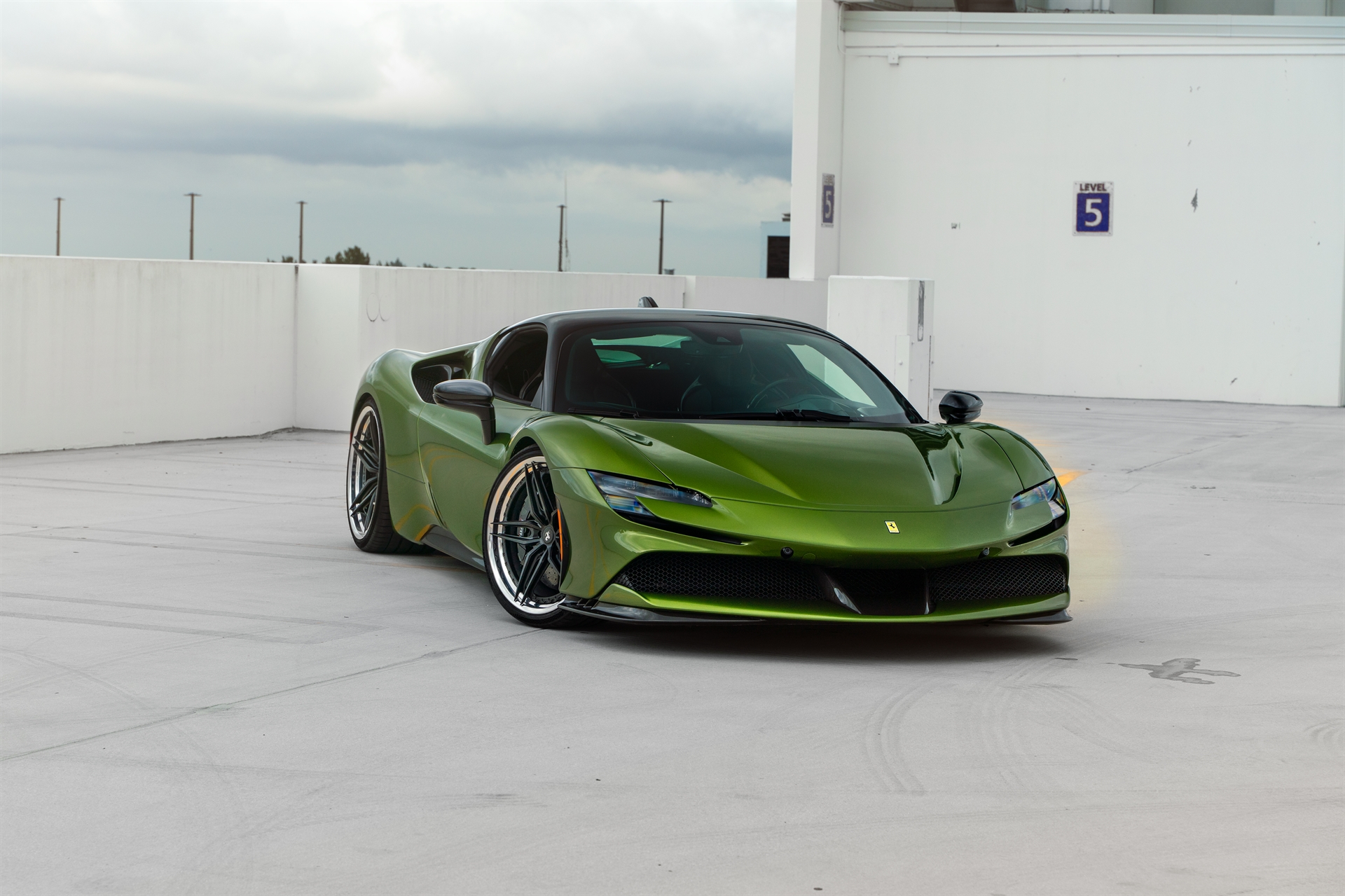 Ferrari SF90 | Python Green | on HRE S107SC | Satin Black