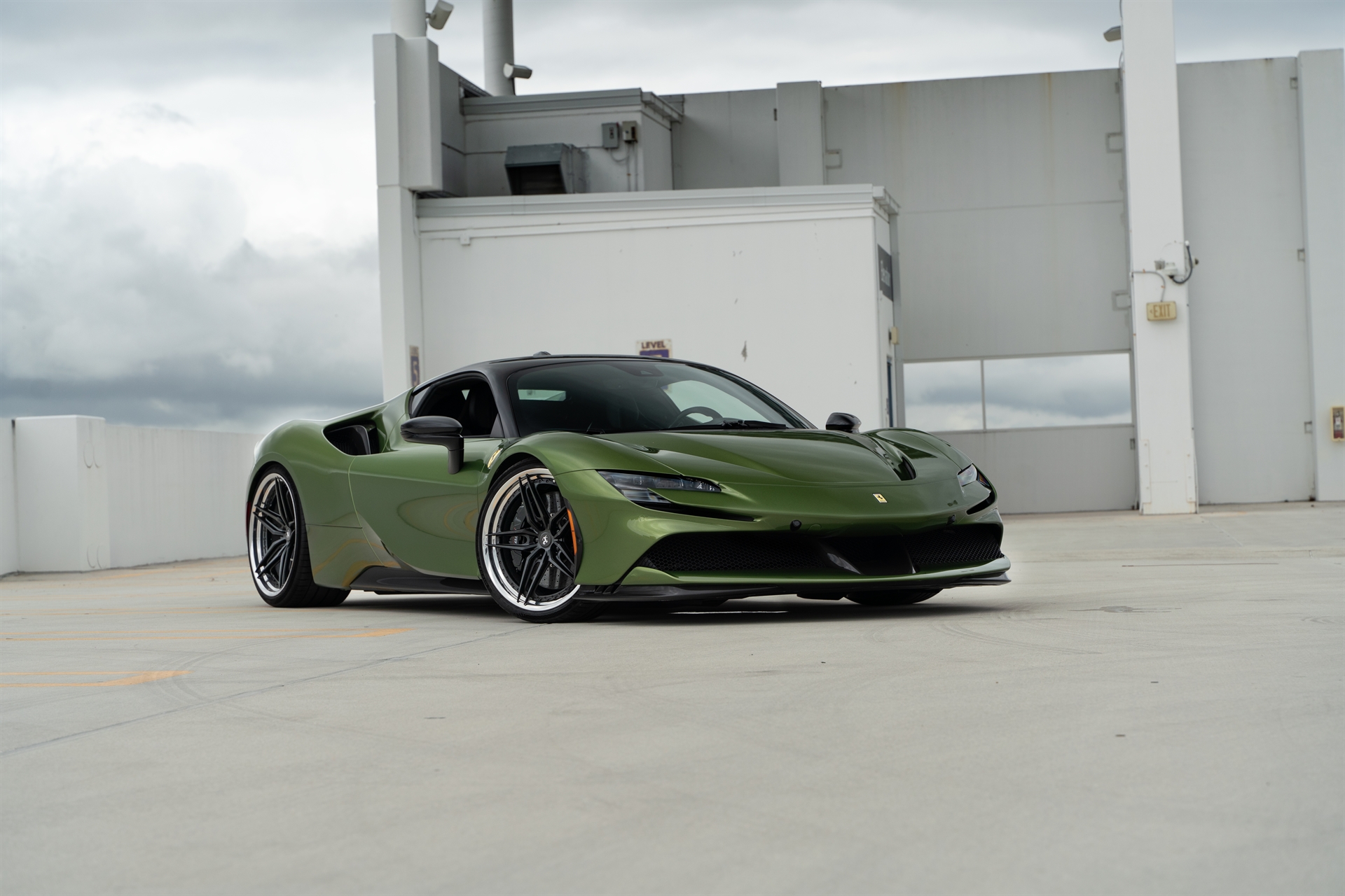 Ferrari SF90 | Python Green | on HRE S107SC | Satin Black