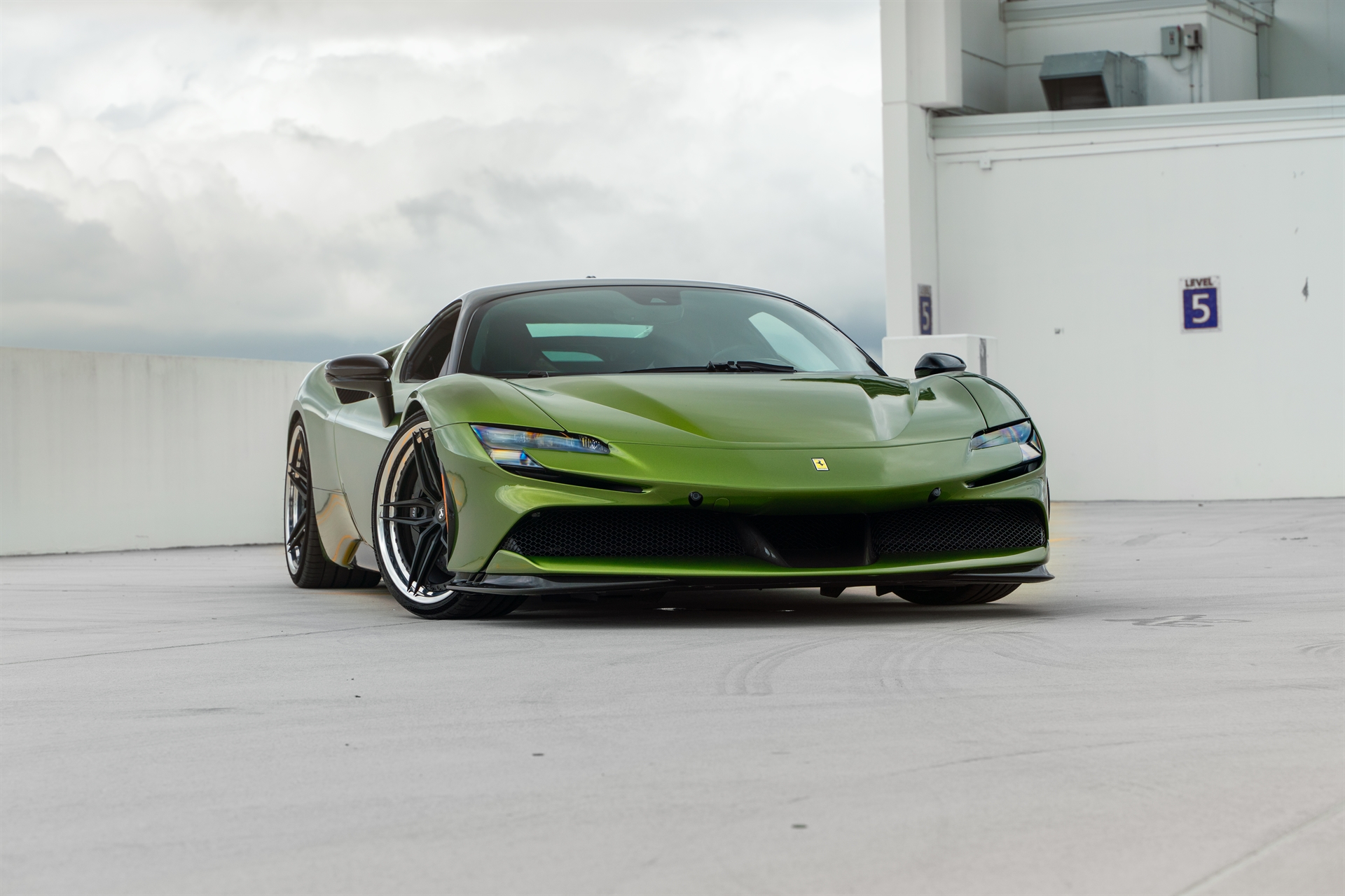 Ferrari SF90 | Python Green | on HRE S107SC | Satin Black