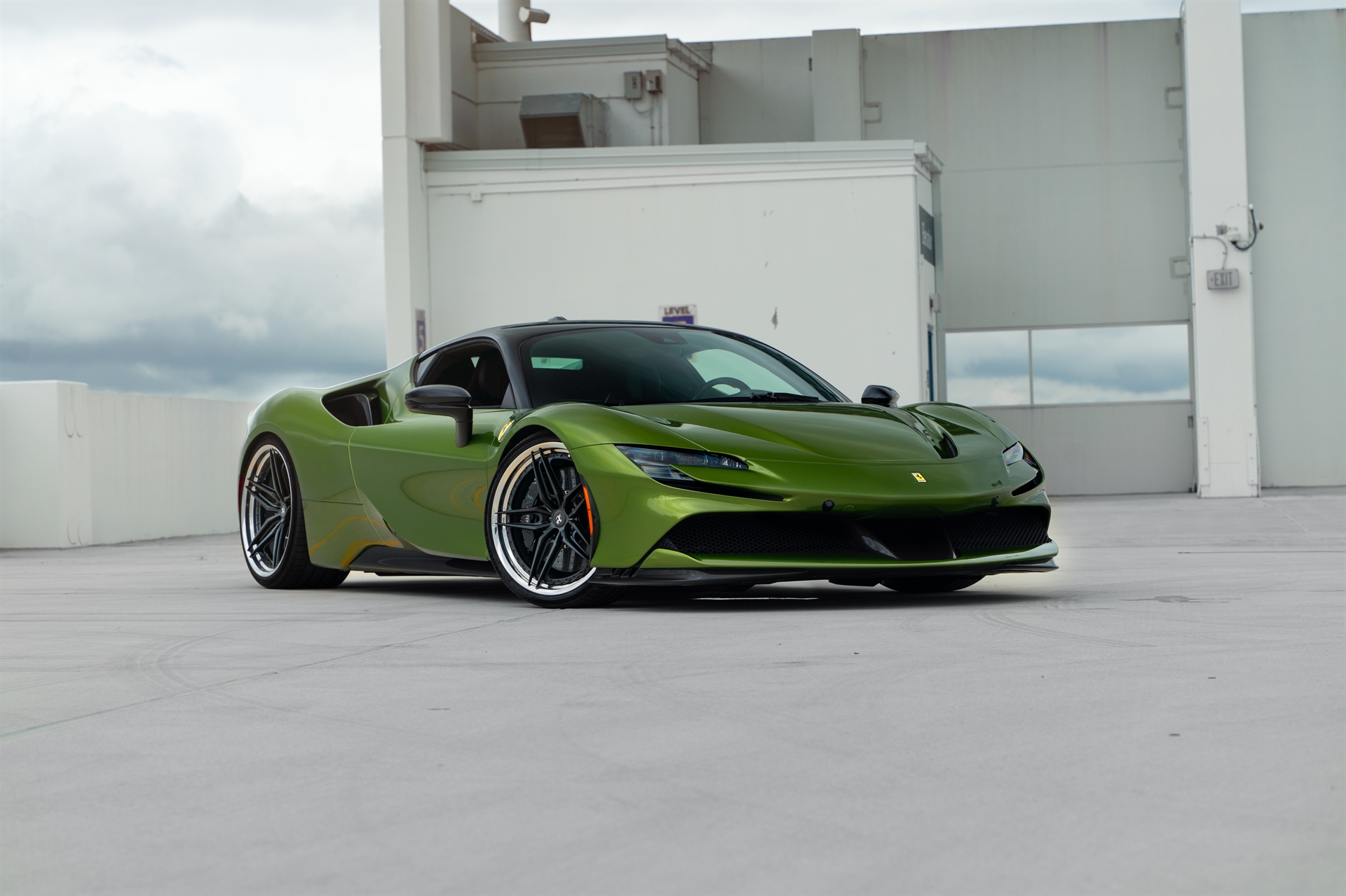 Ferrari SF90 | Python Green | on HRE S107SC | Satin Black