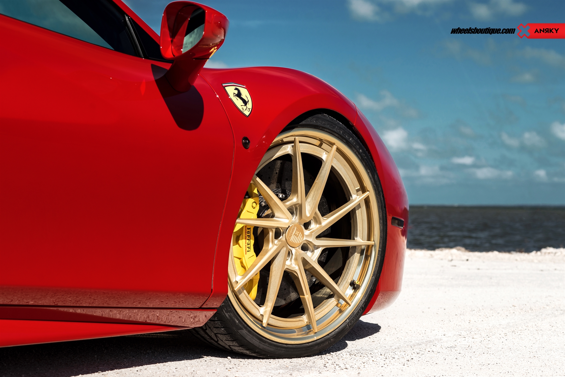 Ferrari 488 | Rosso Corsa | on ANRKY AN33 | Two-Tone: Brushed Satin Gold + Stone Satin Gold Windows