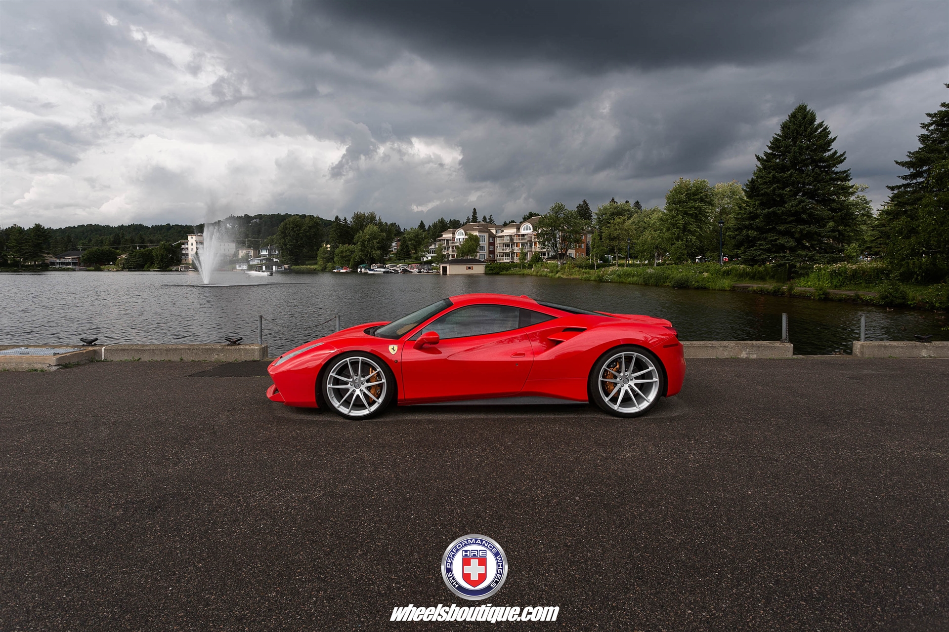 Ferrari 488 | Rosso Corsa | on HRE P104 | Brushed Clear