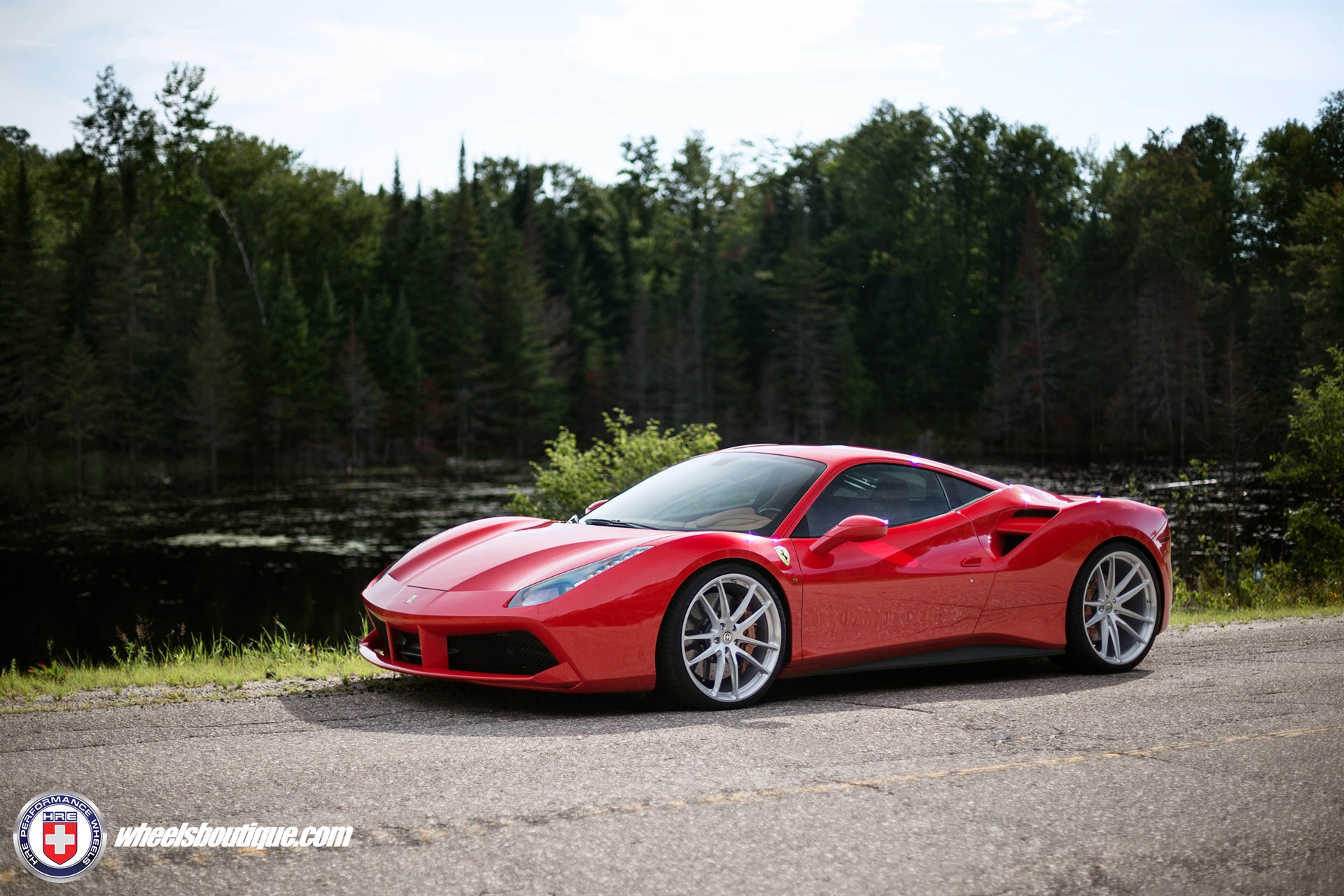 Ferrari 488 | Rosso Corsa | on HRE P104 | Brushed Clear