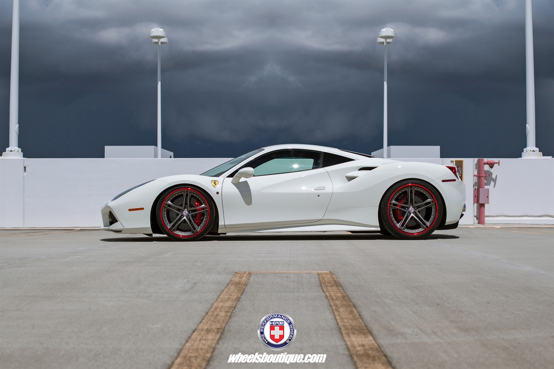 Ferrari 488 | Bianco Avus | on HRE S207 | Frozen Polished Dark Clear