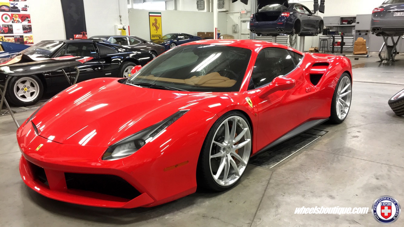 Ferrari 488 | Rosso Corsa | on HRE P104 | Brushed Clear