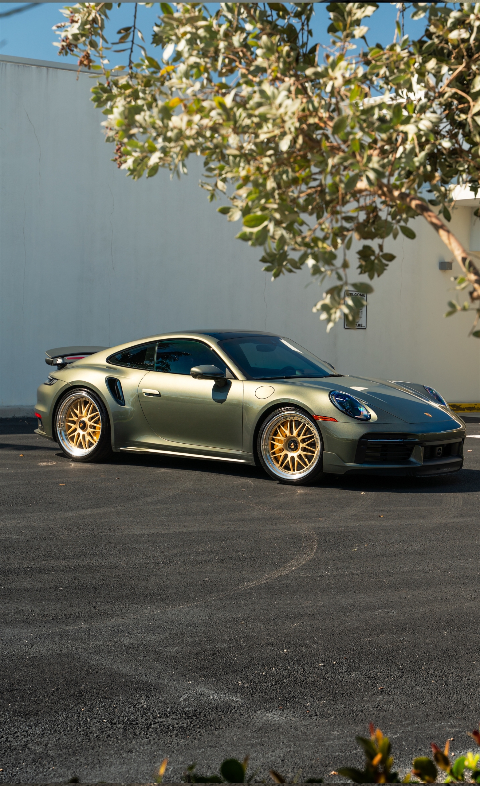 Porsche 992 Turbo S | Aventurine Green | on HRE 540 FMR | Frozen Brushed Gold