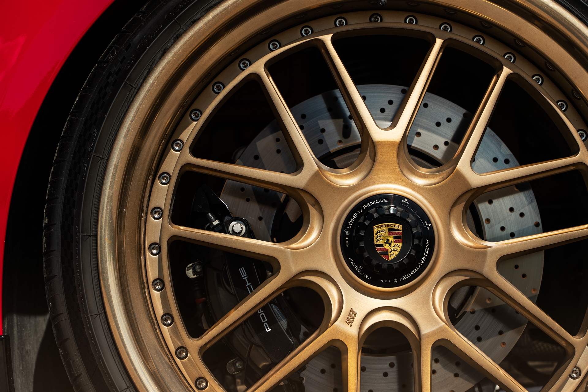 Porsche 992 GTS | Carmine Red | on 1886 Wheels S010| Brushed Champagne