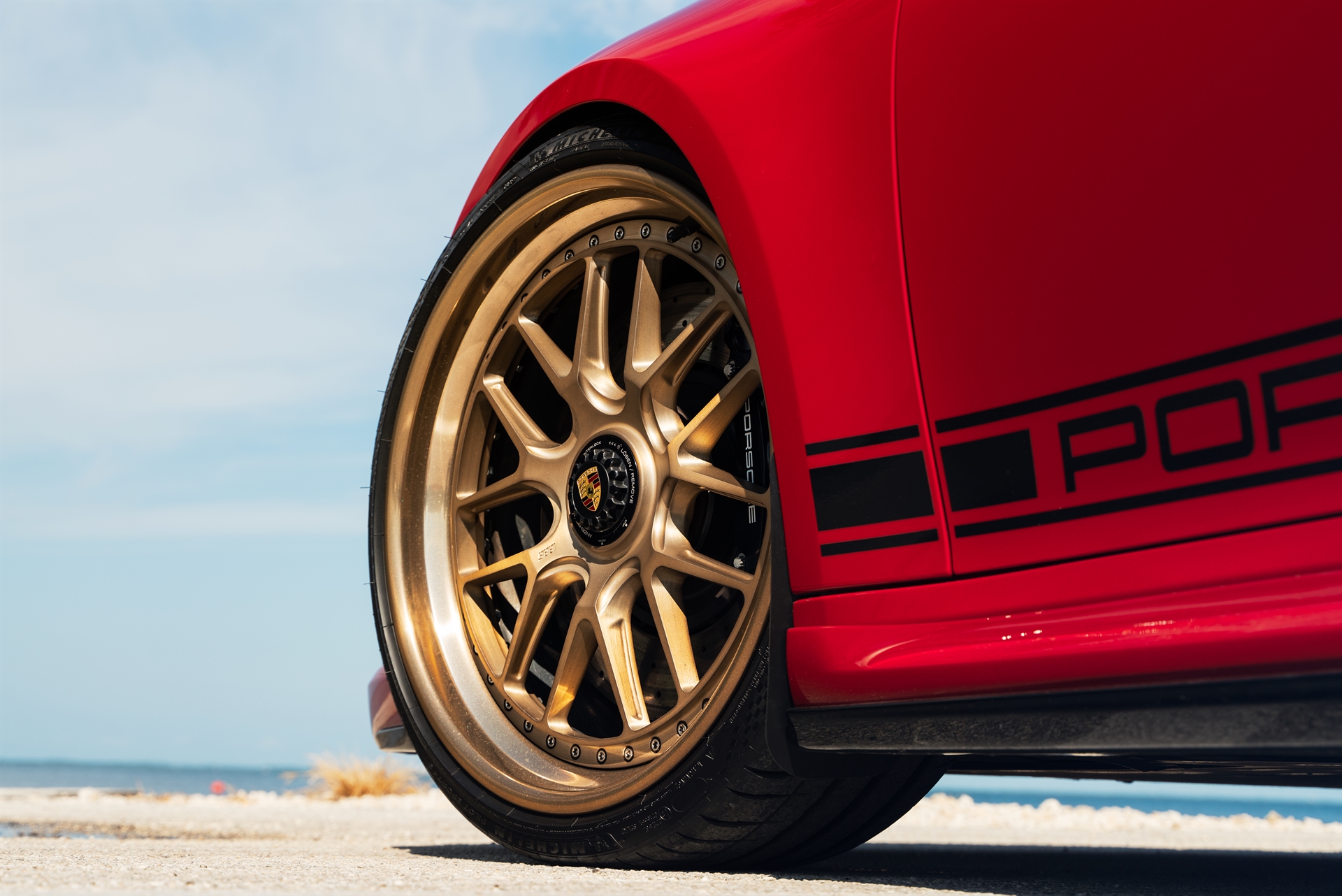 Porsche 992 GTS | Carmine Red | on 1886 Wheels S010| Brushed Champagne