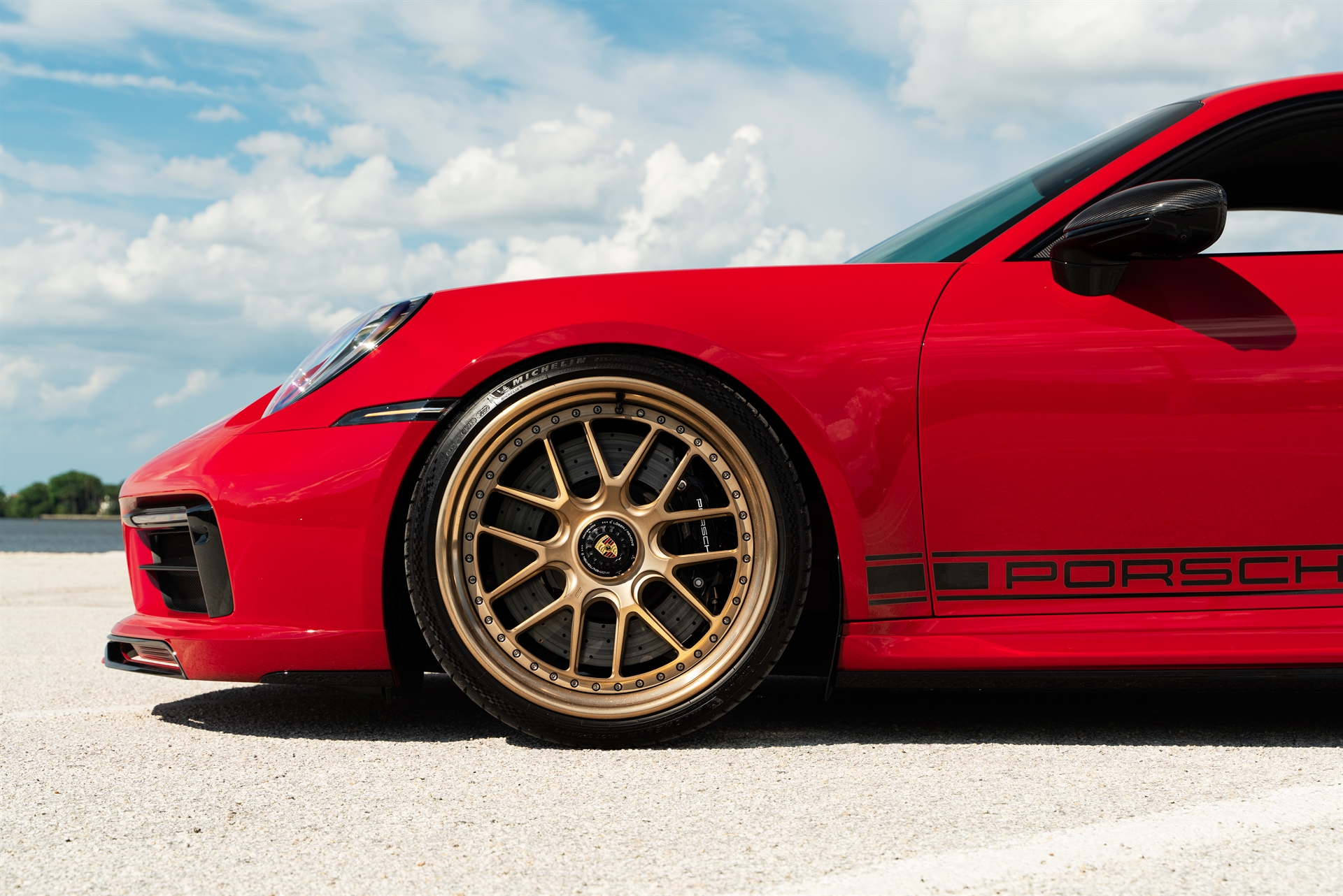 Porsche 992 GTS | Carmine Red | on 1886 Wheels S010| Brushed Champagne