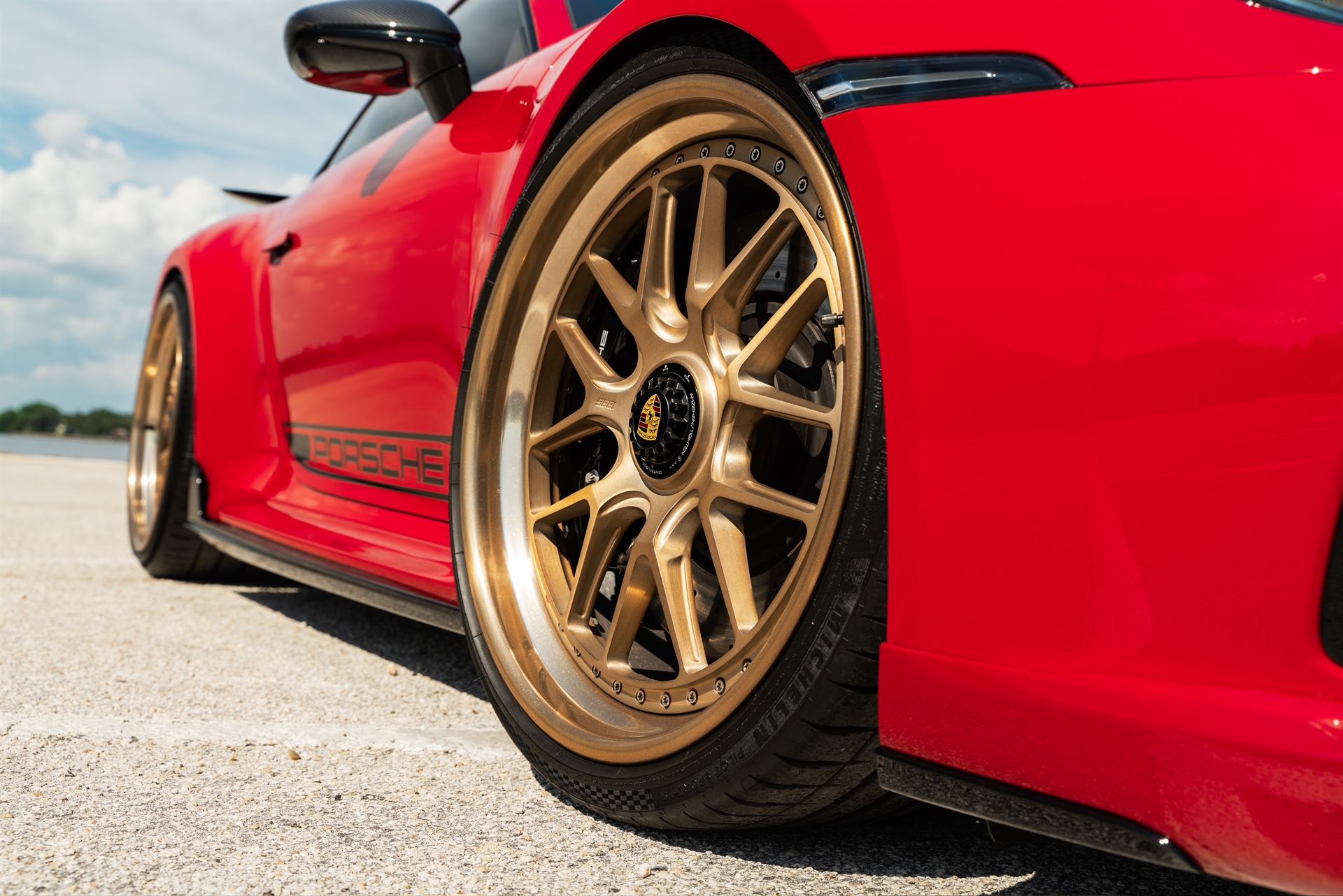 Porsche 992 GTS | Carmine Red | on 1886 Wheels S010| Brushed Champagne