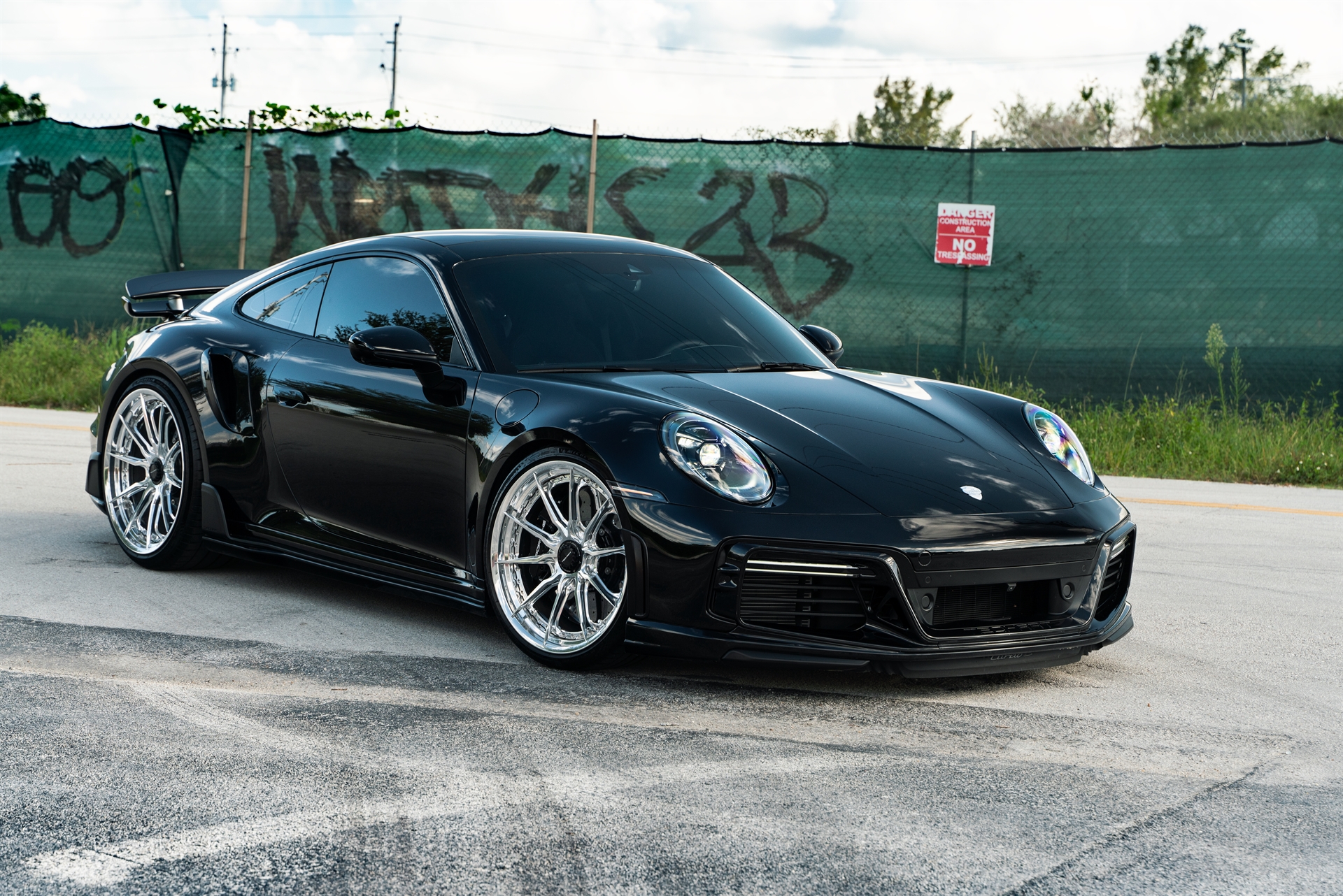 Porsche 992 Turbo S | Jet Black Metallic | on HRE S104SC | Polished Clear | Techart Aero Kit