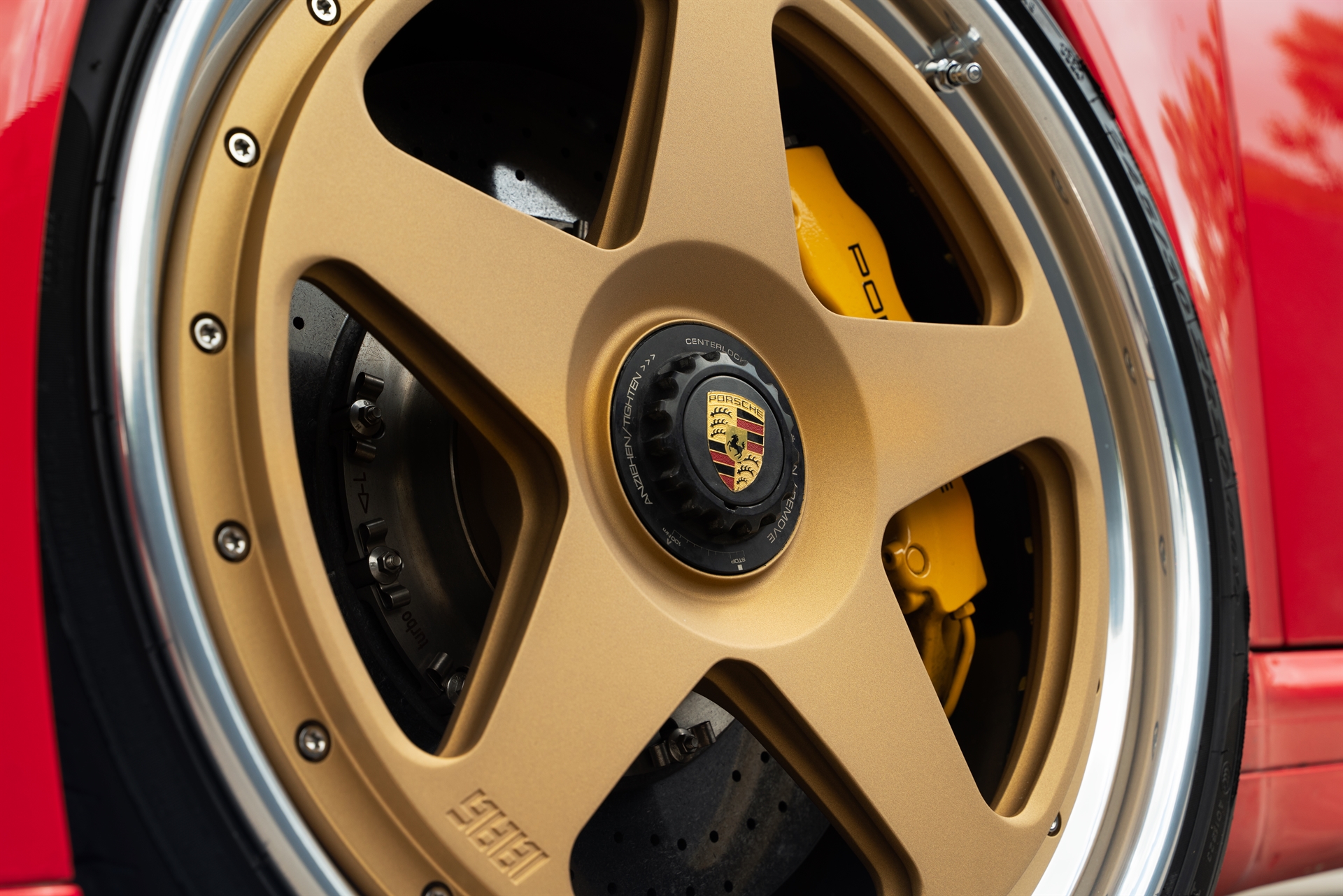 Porsche 997 Turbo S | Guards Red | on 1886 S005 Wheels | Satin Gold