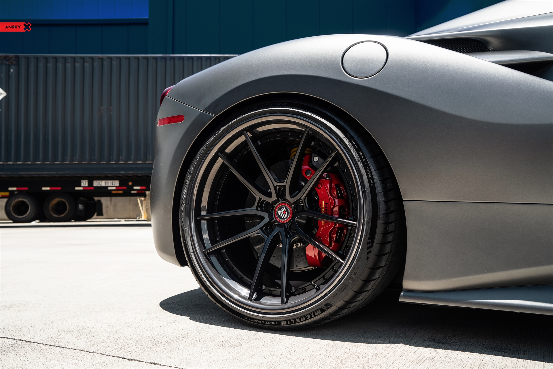 Ferrari 488 Spider | Grifio Silverstone Opaco | on ANRKY AN34 | Satin Black