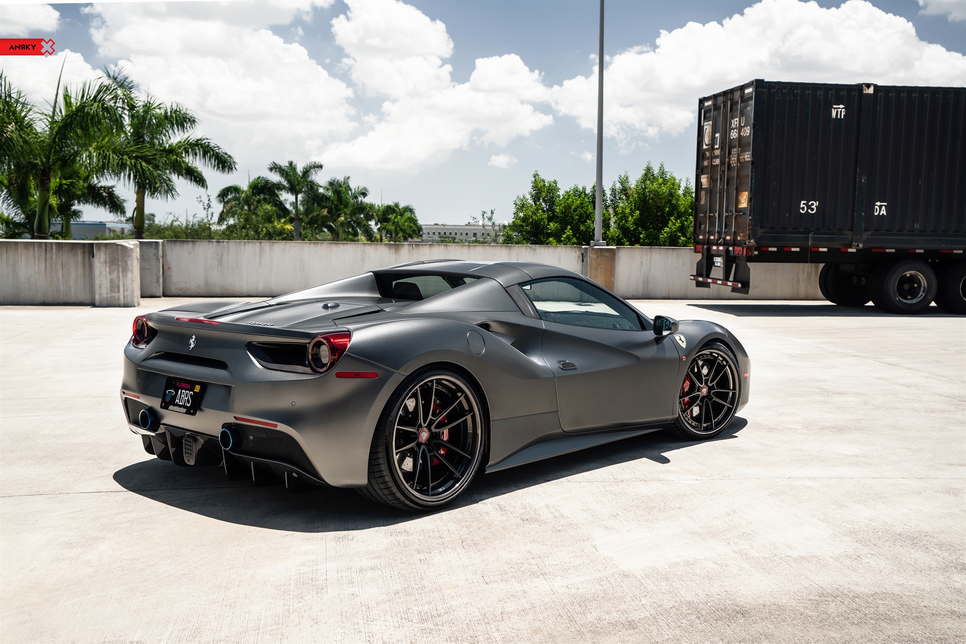Ferrari 488 Spider | Grifio Silverstone Opaco | on ANRKY AN34 | Satin Black