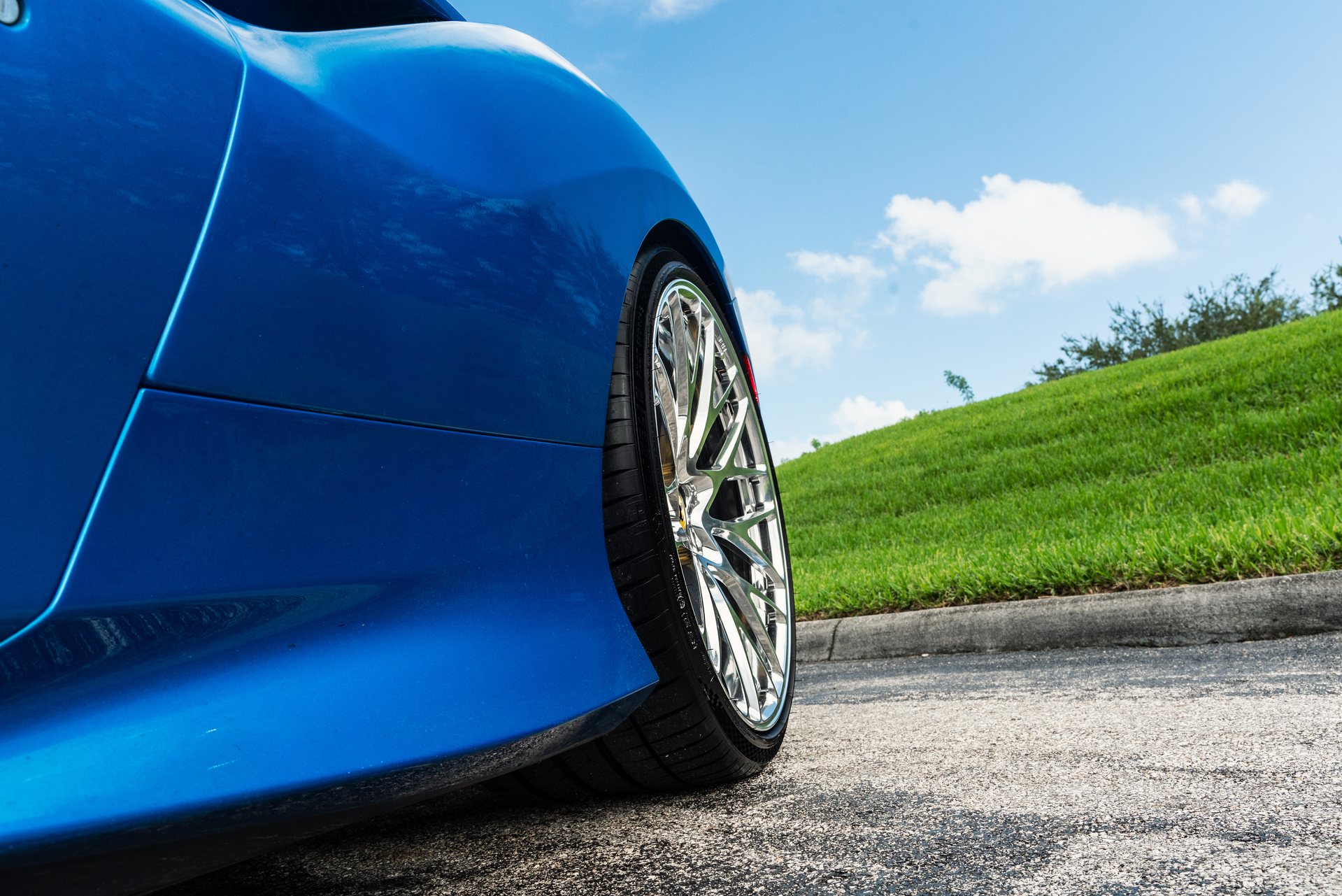 Ferrari F8 | Blue Corza | on HRE 520M | Polished Clear