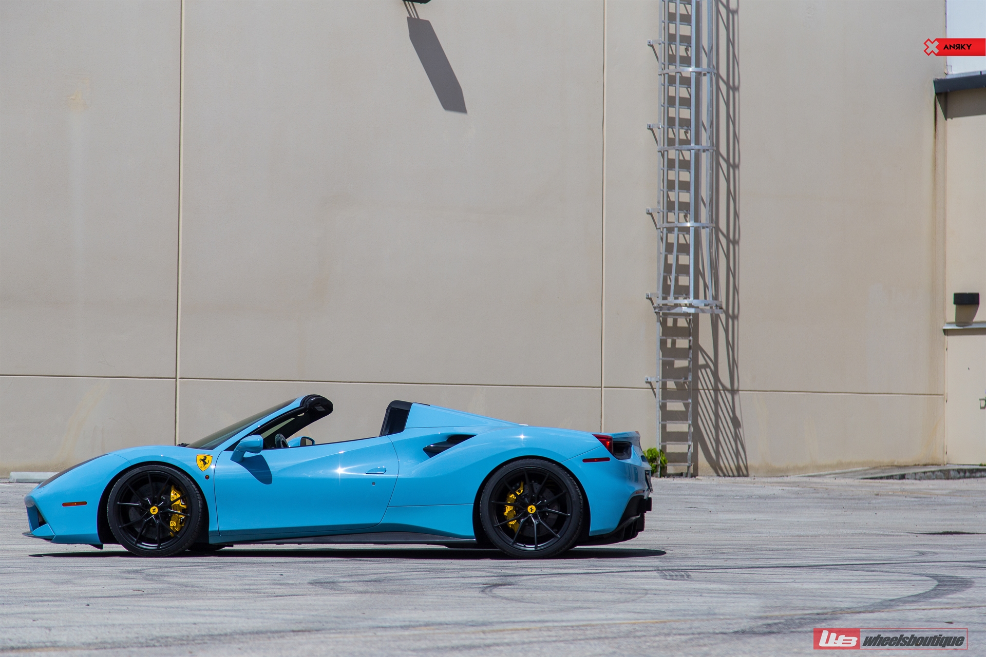 FERRARI 488 SPIDER | Azzuro La Plata | on ANRKY AN12 | Satin Black