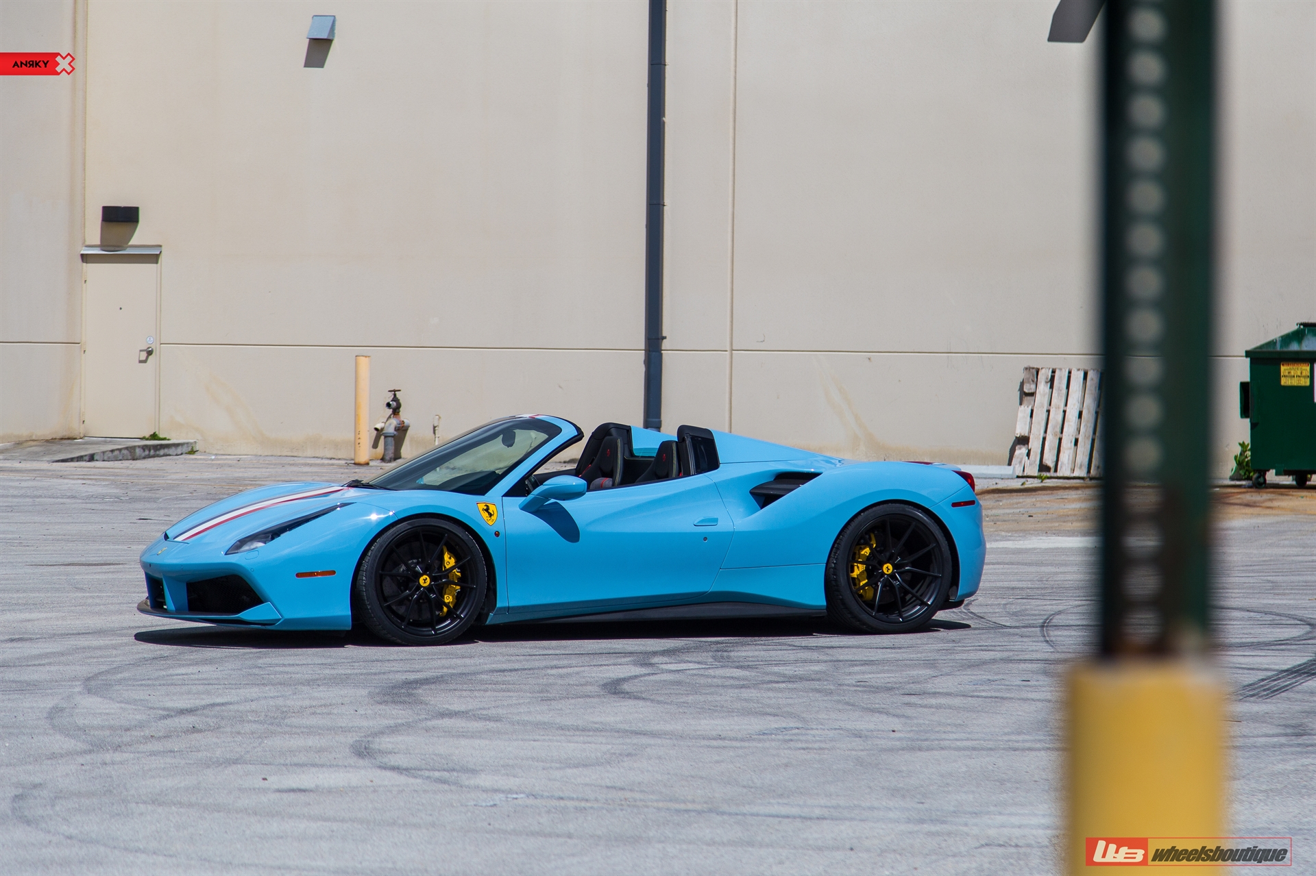 FERRARI 488 SPIDER | Azzuro La Plata | on ANRKY AN12 | Satin Black