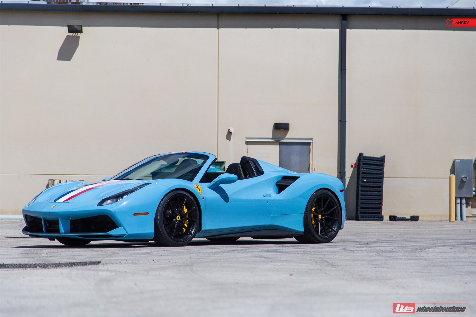 FERRARI 488 SPIDER | Azzuro La Plata | on ANRKY AN12 | Satin Black