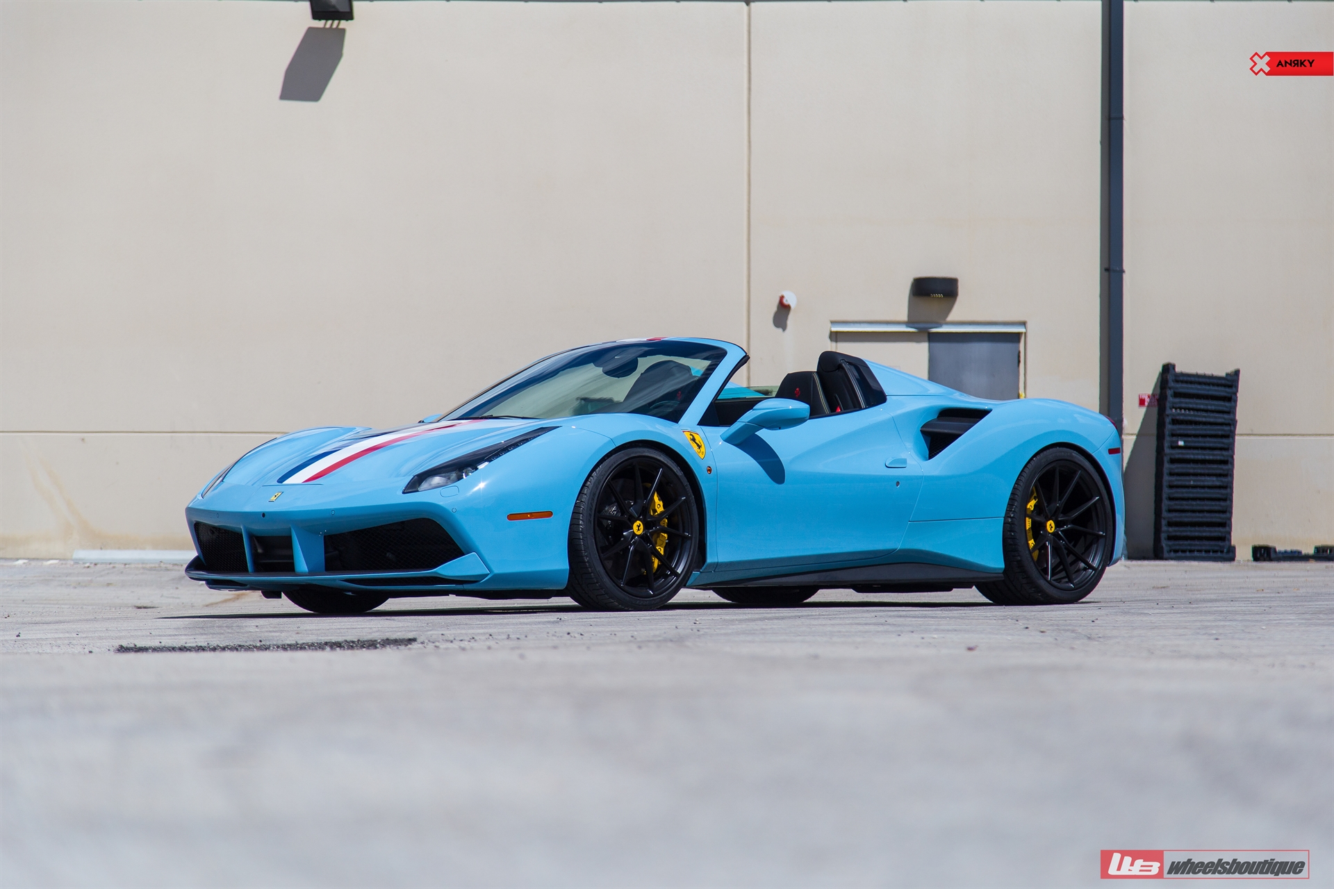 FERRARI 488 SPIDER | Azzuro La Plata | on ANRKY AN12 | Satin Black