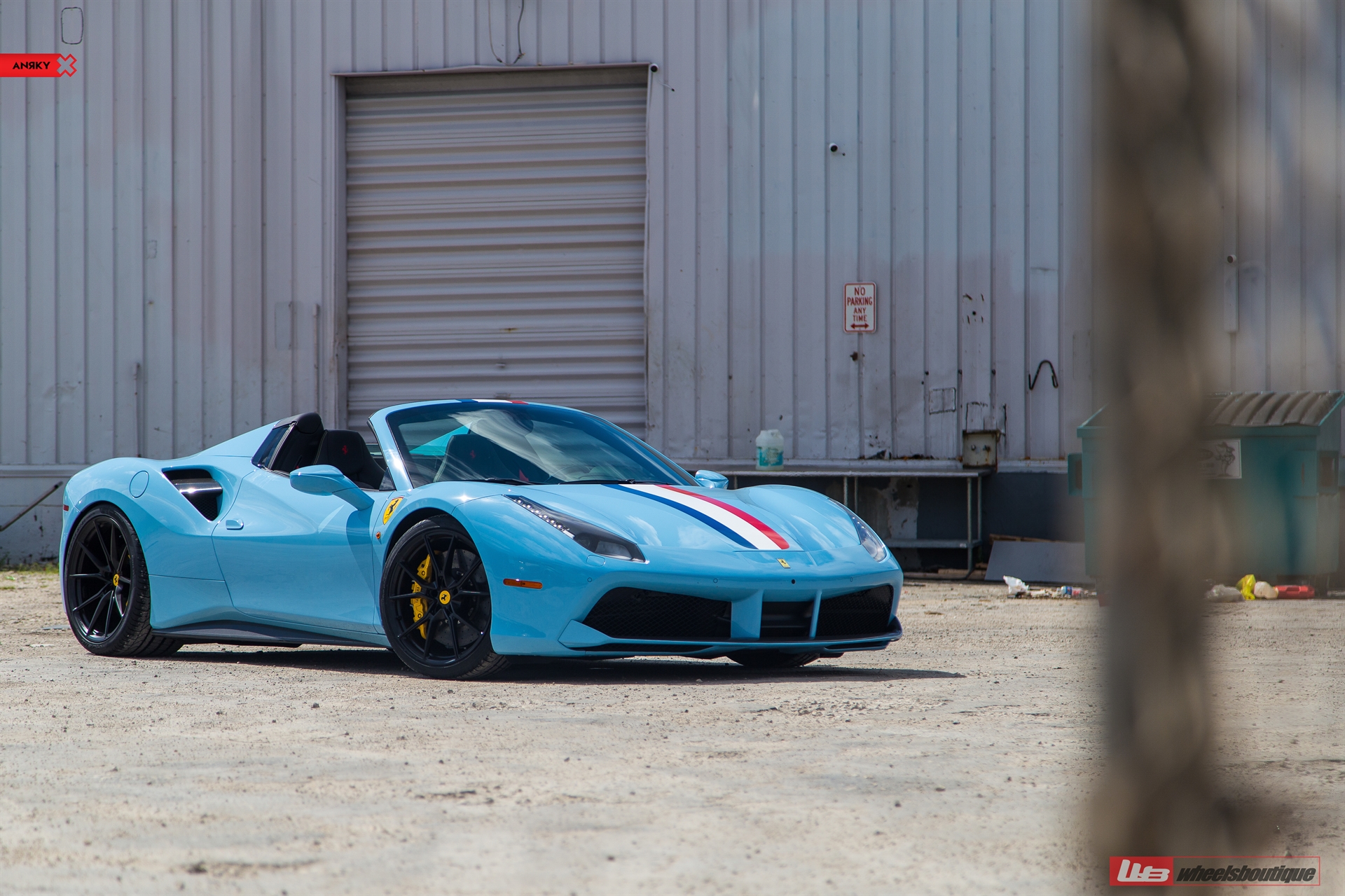 FERRARI 488 SPIDER | Azzuro La Plata | on ANRKY AN12 | Satin Black