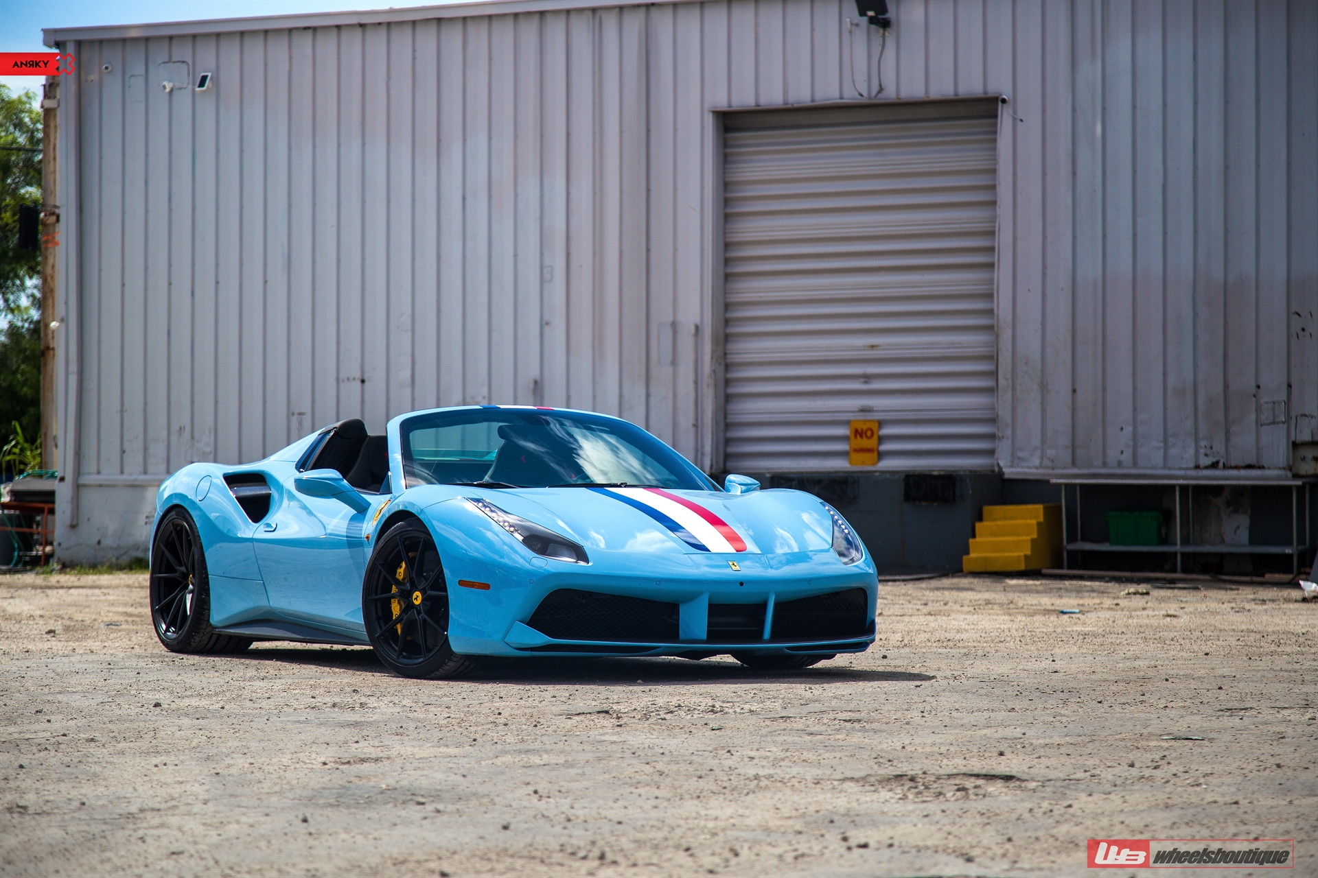 FERRARI 488 SPIDER | Azzuro La Plata | on ANRKY AN12 | Satin Black