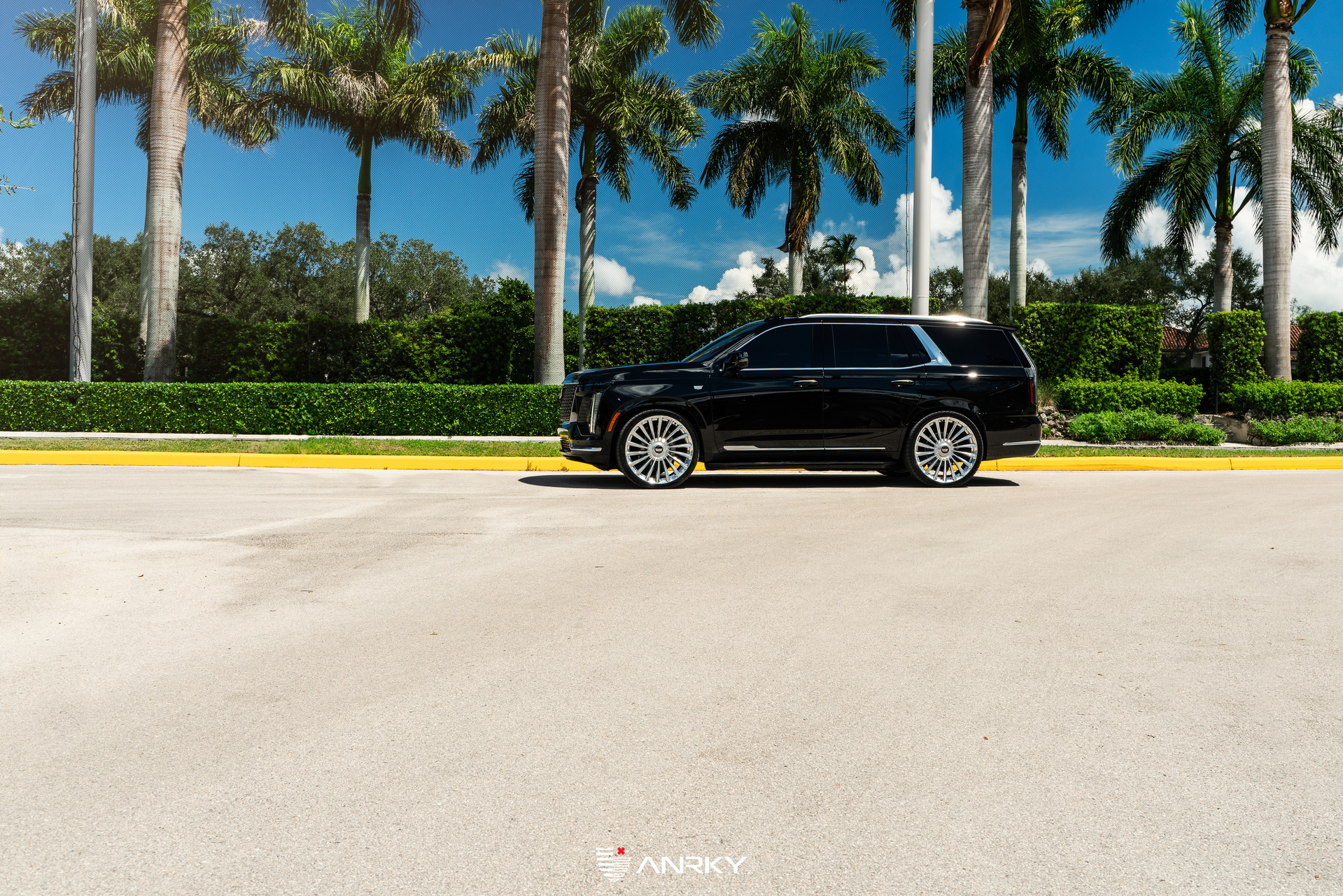 Cadillac Escalade | Black Raven | on ANRKY RF-182 | Brushed Face + Mirror Polished Windows