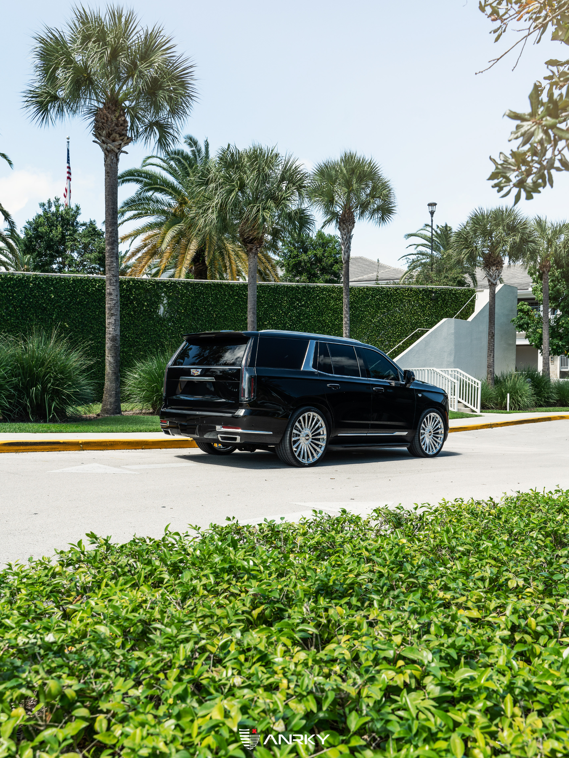Cadillac Escalade | Black Raven | on ANRKY RF-182 | Brushed Face + Mirror Polished Windows