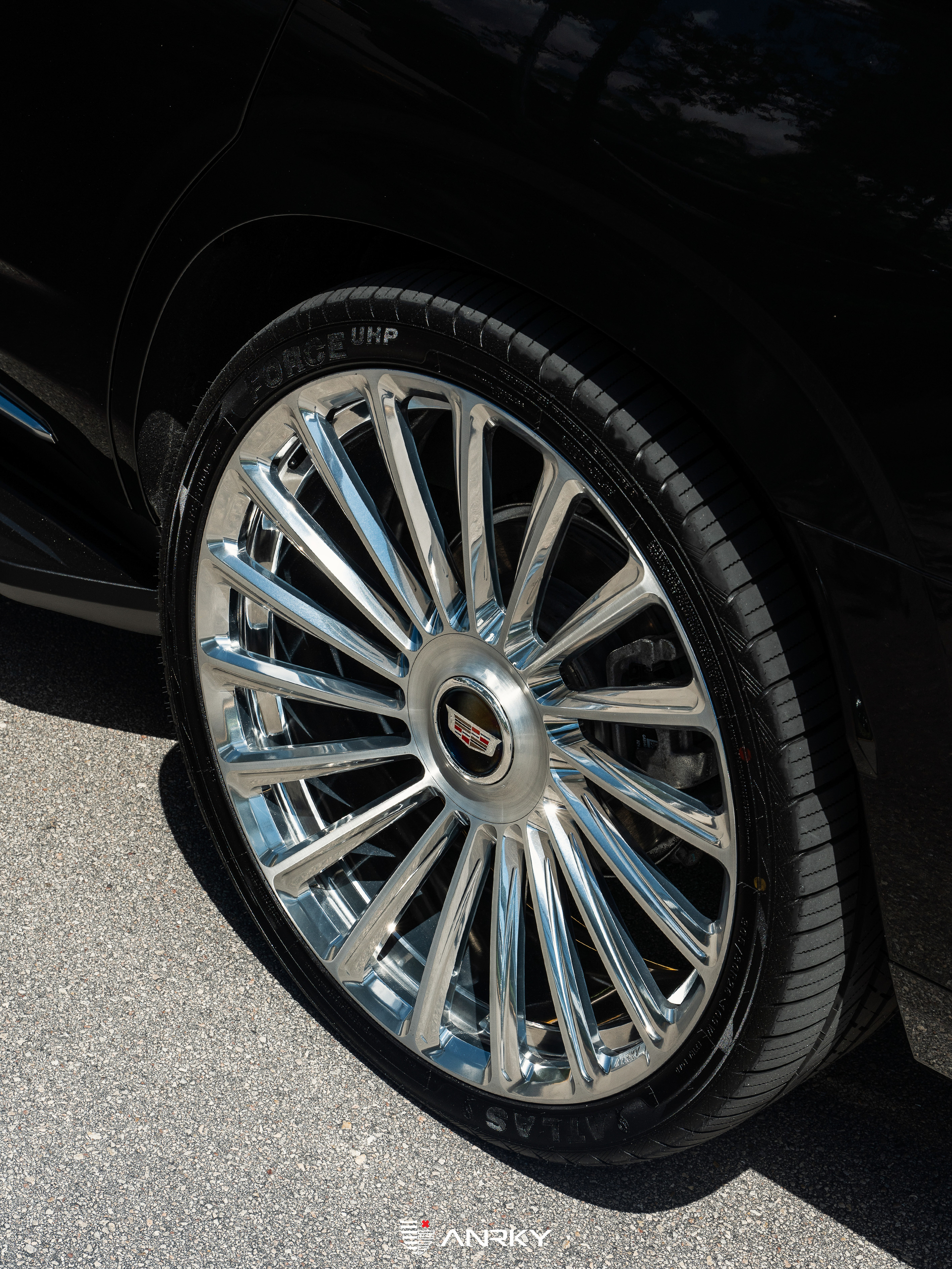 Cadillac Escalade | Black Raven | on ANRKY RF-182 | Brushed Face + Mirror Polished Windows