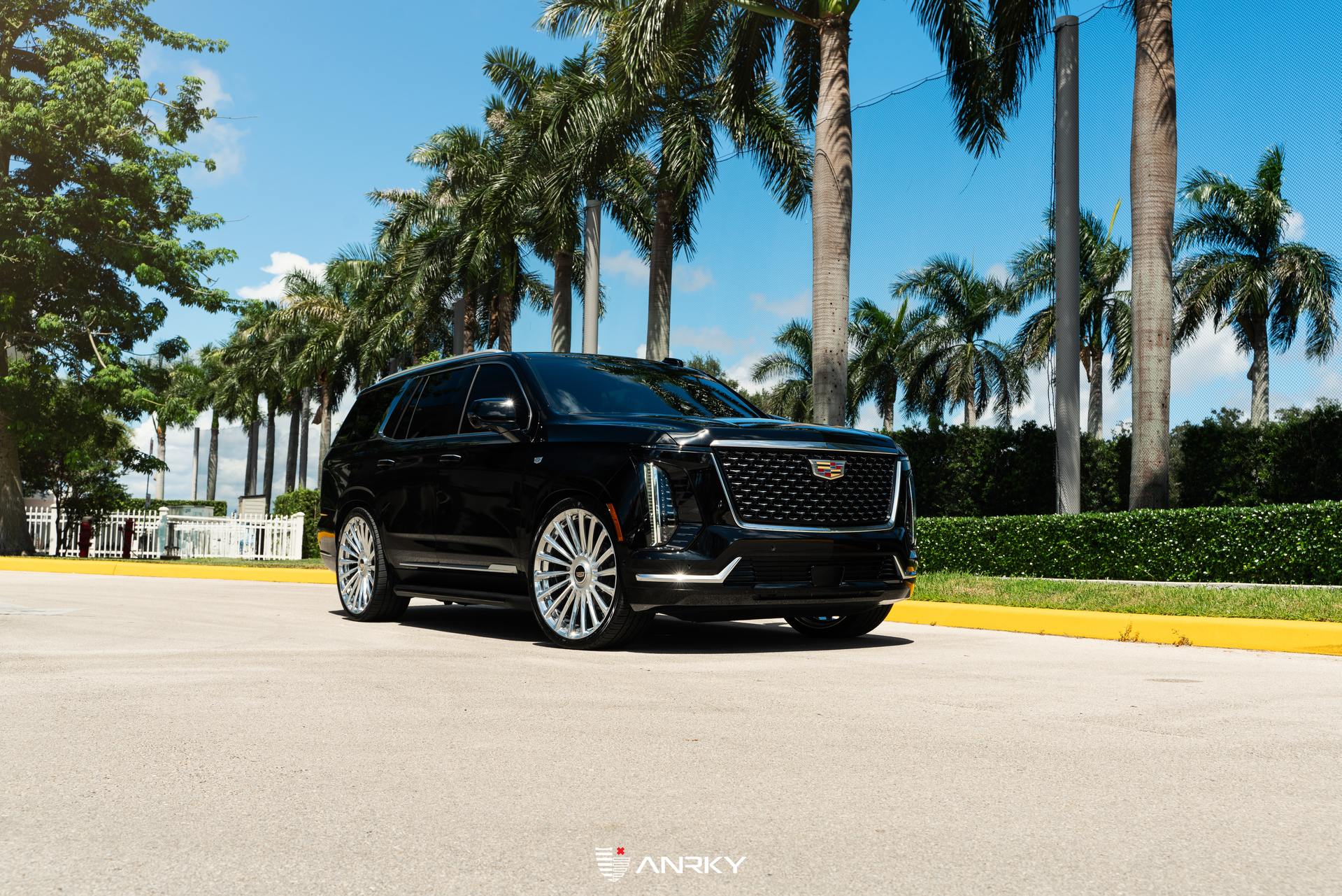 Cadillac Escalade | Black Raven | on ANRKY RF-182 | Brushed Face + Mirror Polished Windows