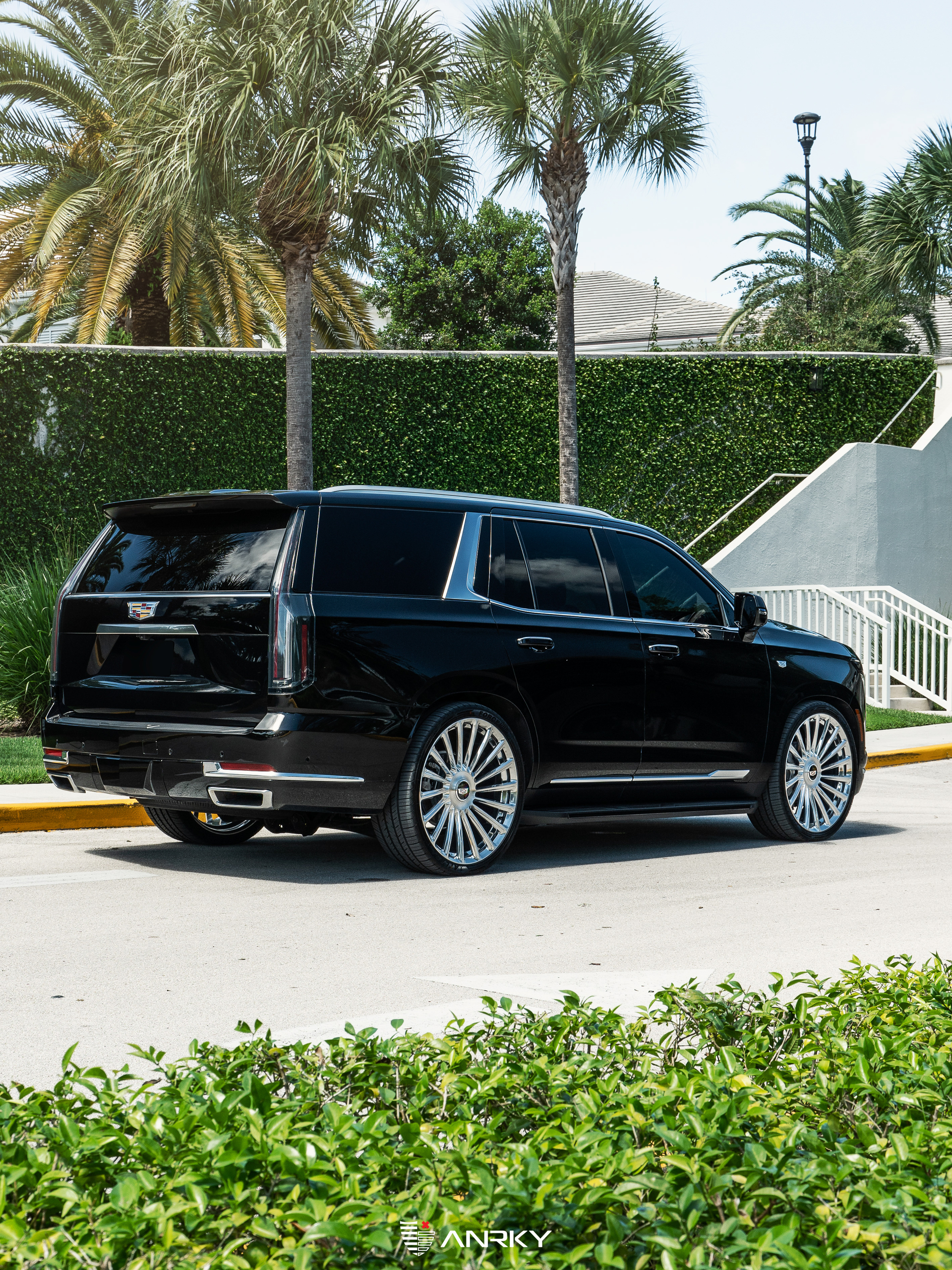 Cadillac Escalade | Black Raven | on ANRKY RF-182 | Brushed Face + Mirror Polished Windows