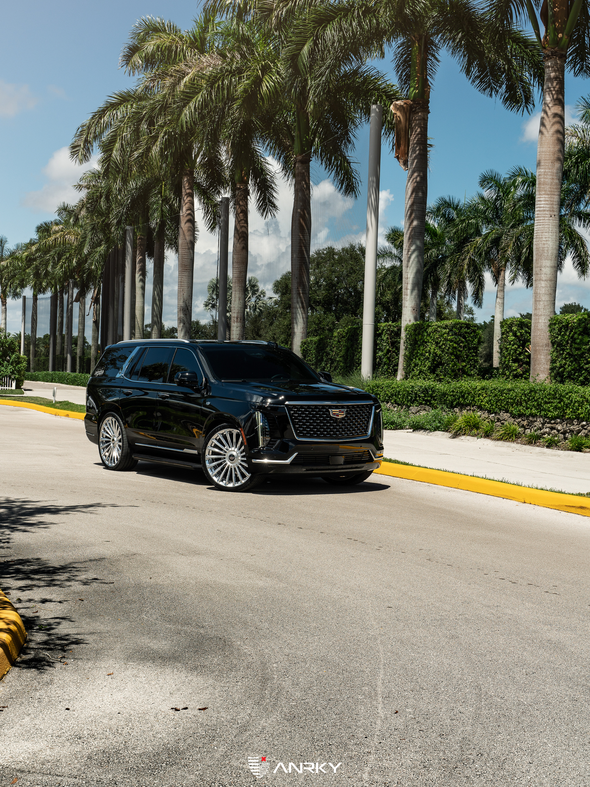 Cadillac Escalade | Black Raven | on ANRKY RF-182 | Brushed Face + Mirror Polished Windows