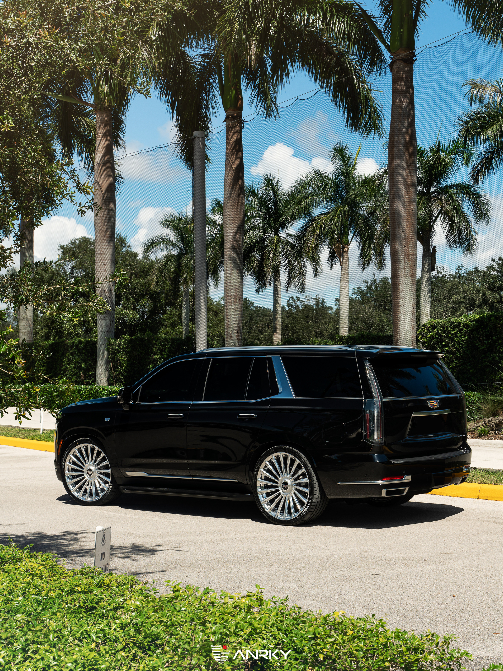Cadillac Escalade | Black Raven | on ANRKY RF-182 | Brushed Face + Mirror Polished Windows