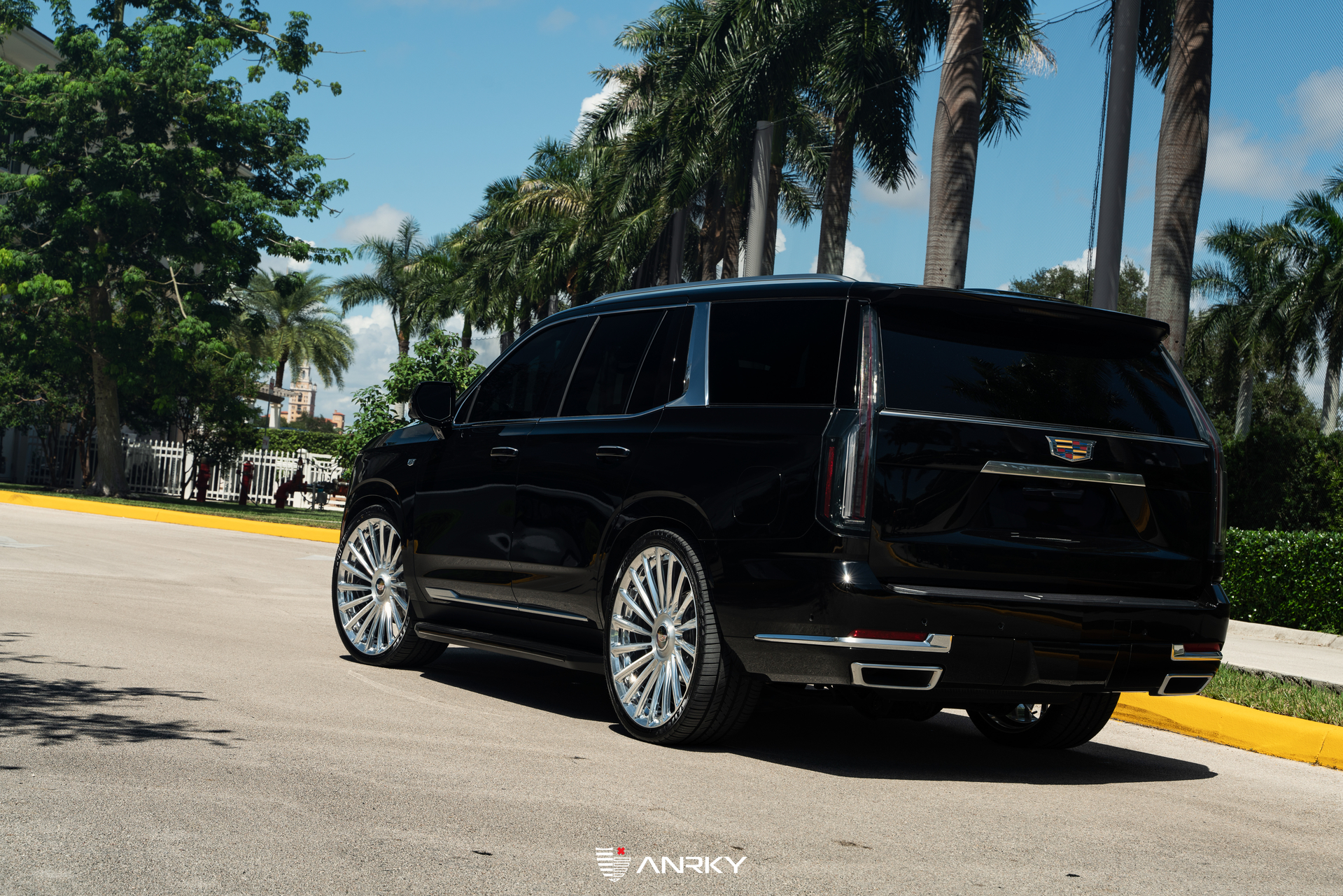 Cadillac Escalade | Black Raven | on ANRKY RF-182 | Brushed Face + Mirror Polished Windows