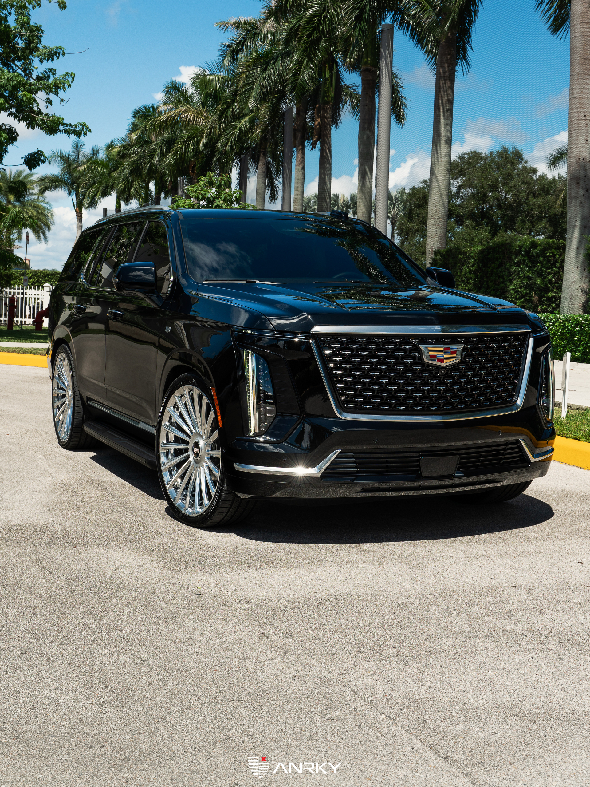 Cadillac Escalade | Black Raven | on ANRKY RF-182 | Brushed Face + Mirror Polished Windows
