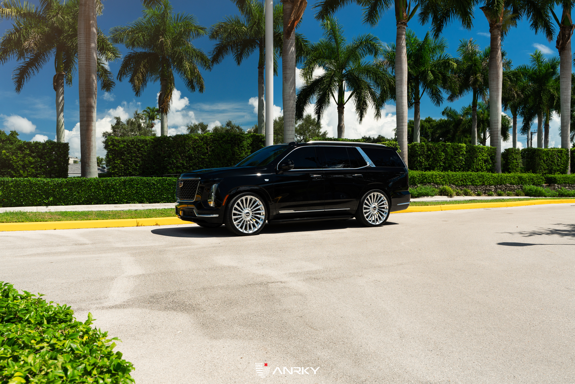Cadillac Escalade | Black Raven | on ANRKY RF-182 | Brushed Face + Mirror Polished Windows