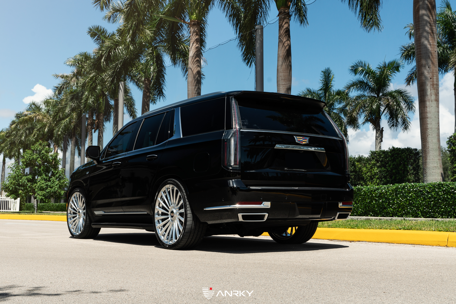 Cadillac Escalade | Black Raven | on ANRKY RF-182 | Brushed Face + Mirror Polished Windows