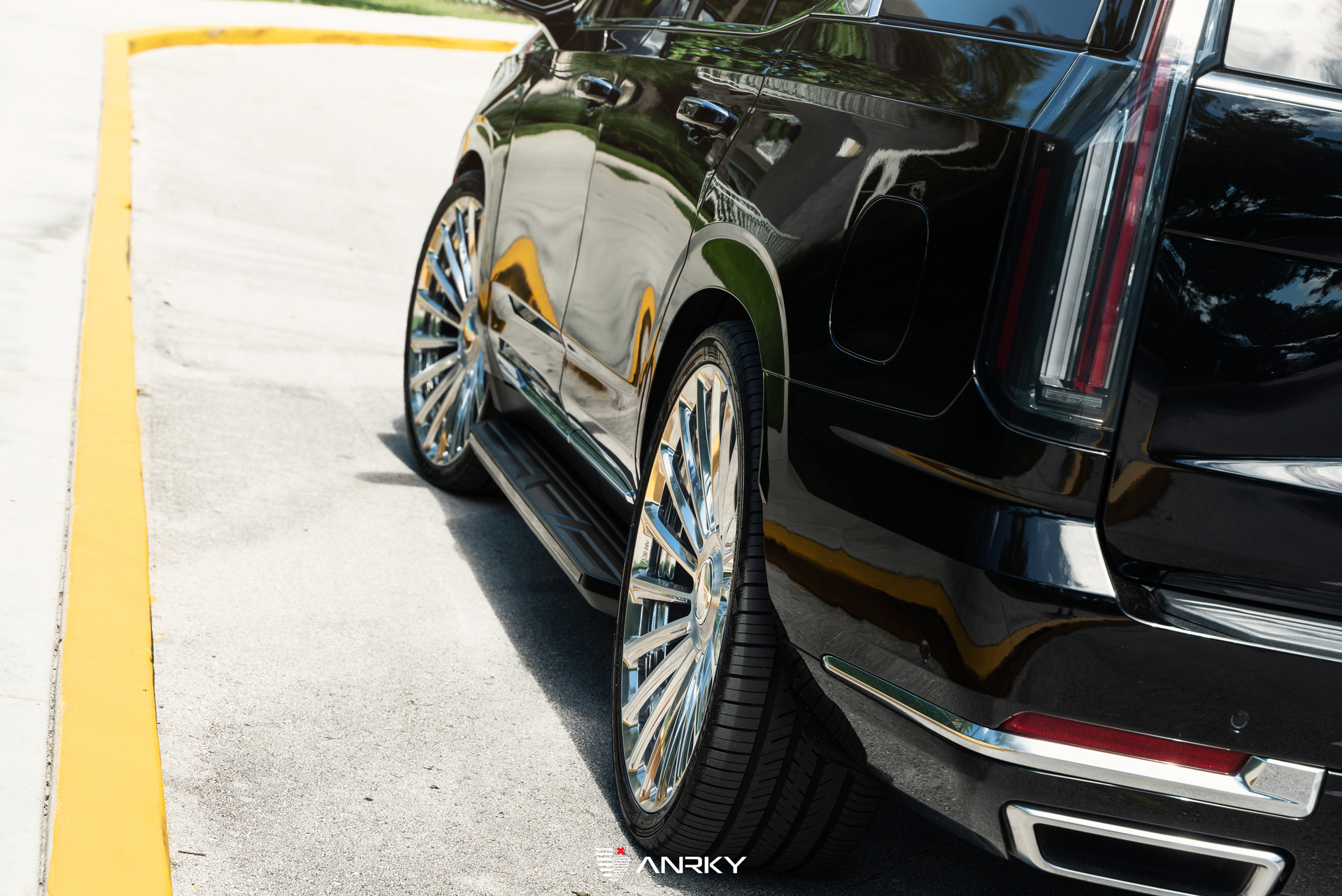 Cadillac Escalade | Black Raven | on ANRKY RF-182 | Brushed Face + Mirror Polished Windows