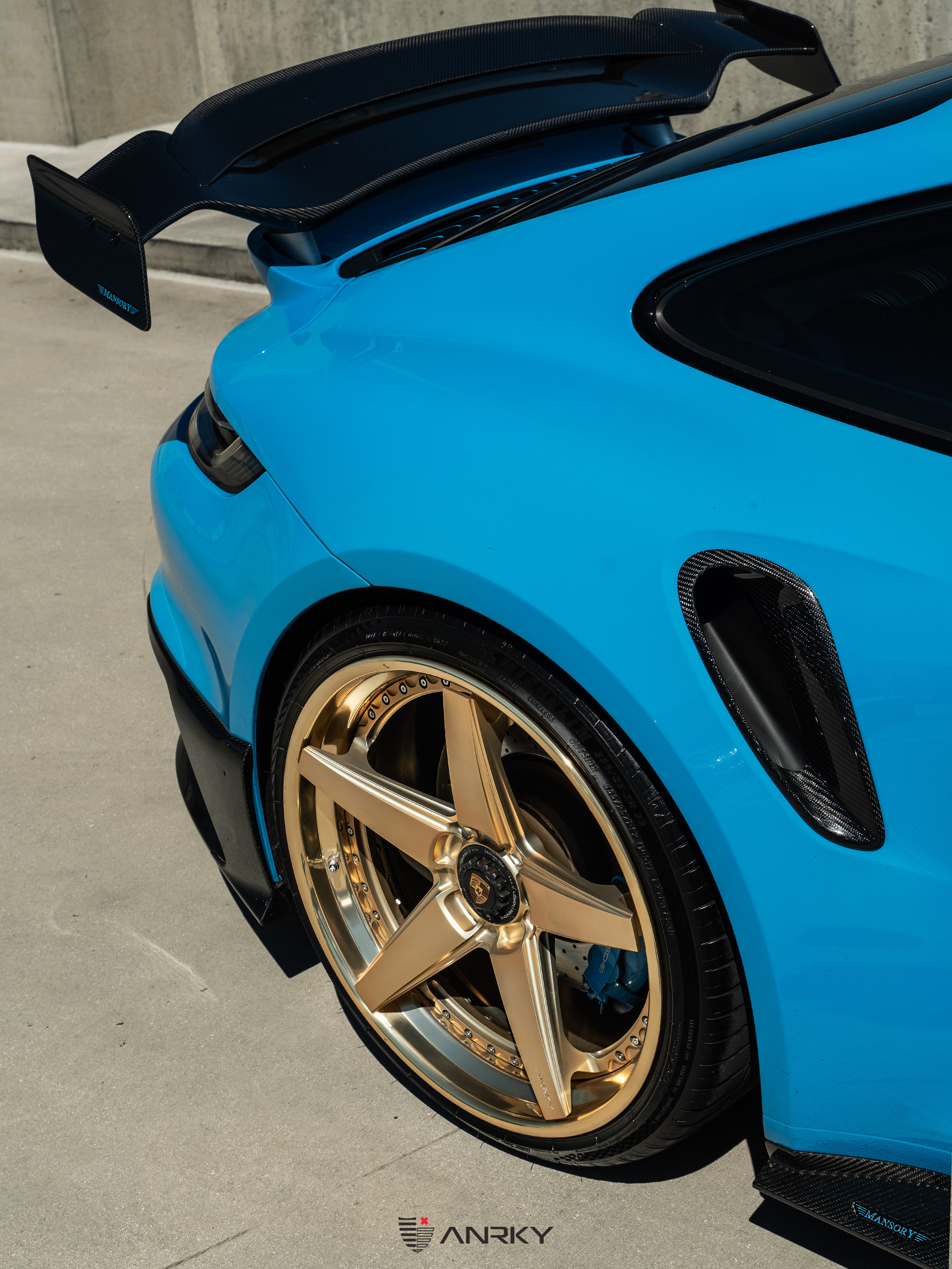 Mansory Porsche 992 | Rivera Blue | on ANRKY RS5.3 | Satin Mirror Polished Gold